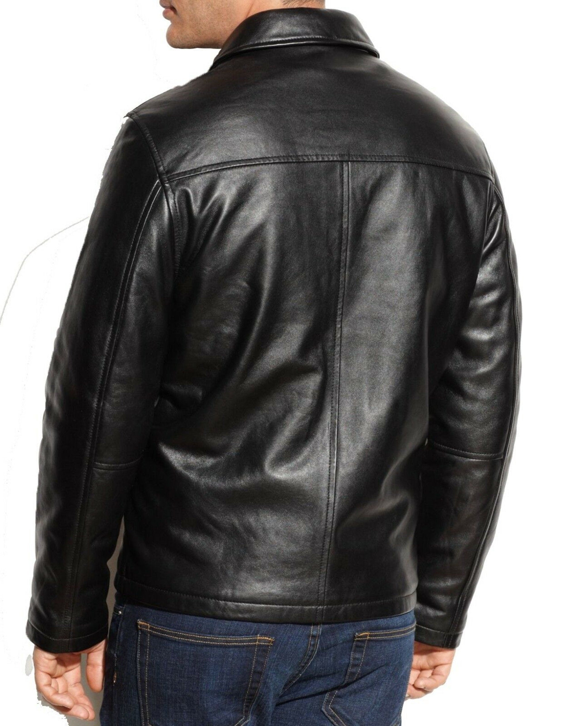 Men Genuine Black Biker Vintage Leather Jacket
