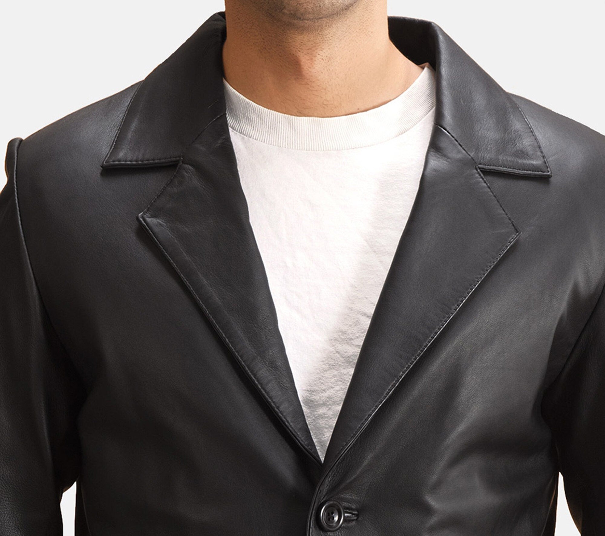 Men's Genuine Sheepskin Leather Blazer Coat