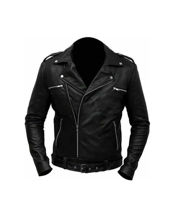 Men's Genuine Sheepskin Biker Jacket