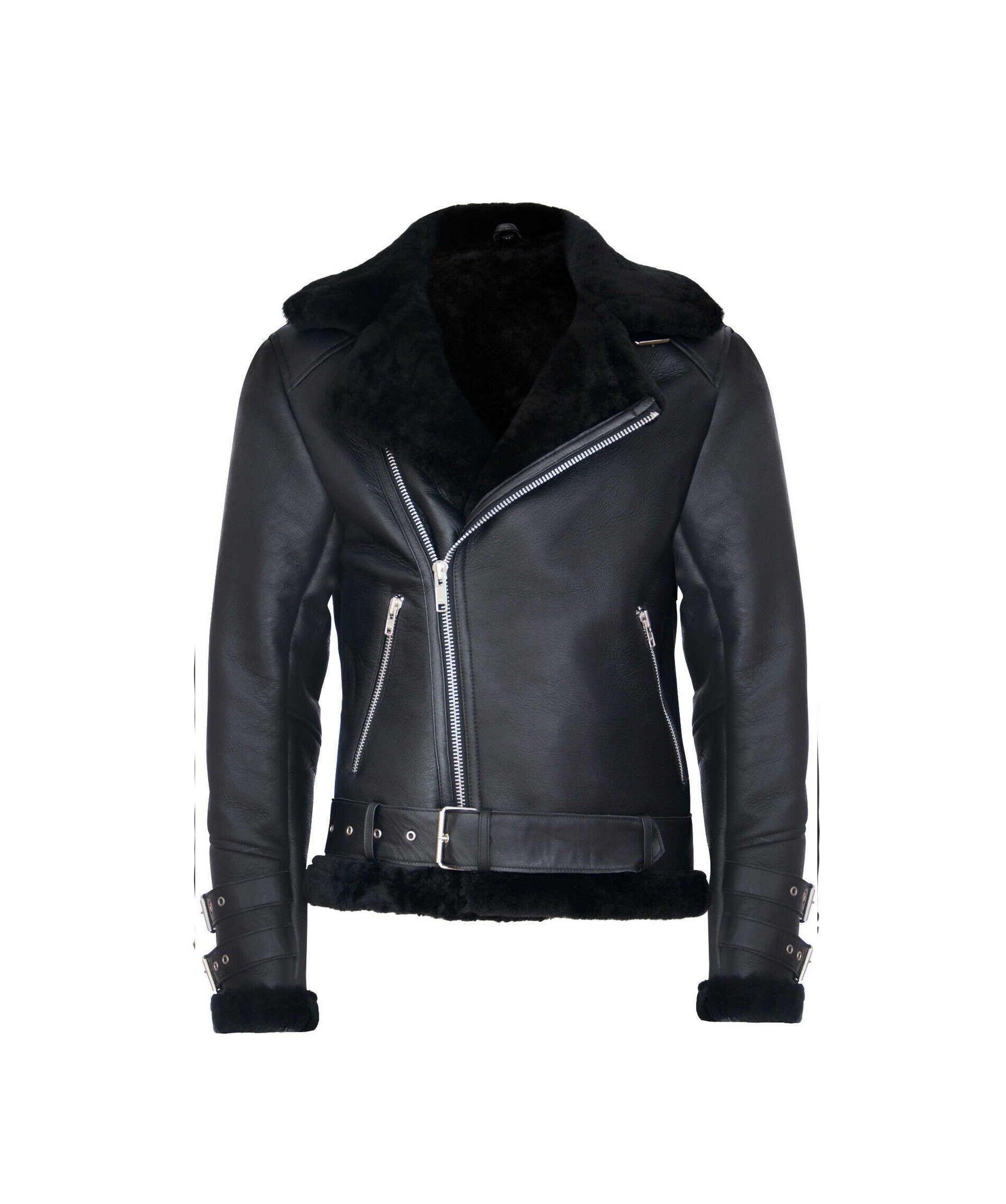 Men's Leather Jacket Shearling Fur Jacket