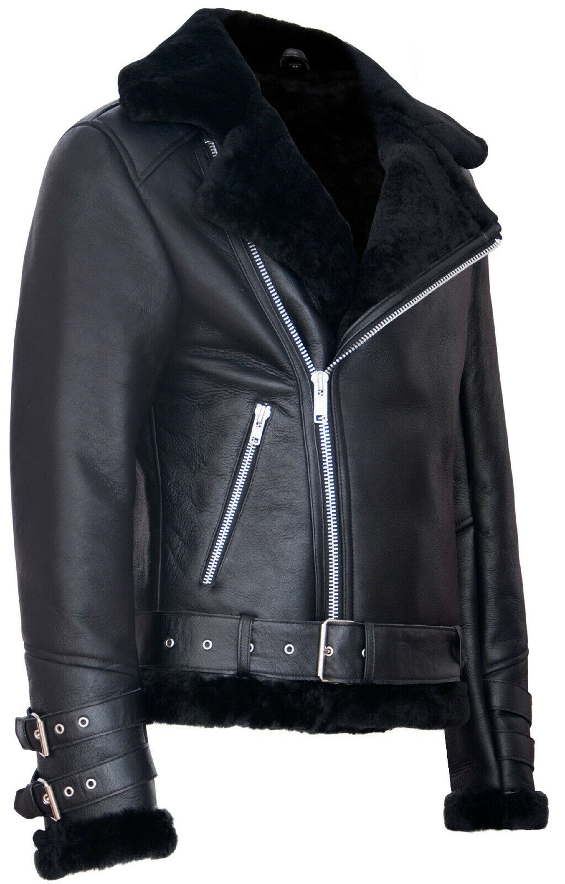 Men's Leather Jacket Shearling Fur Jacket