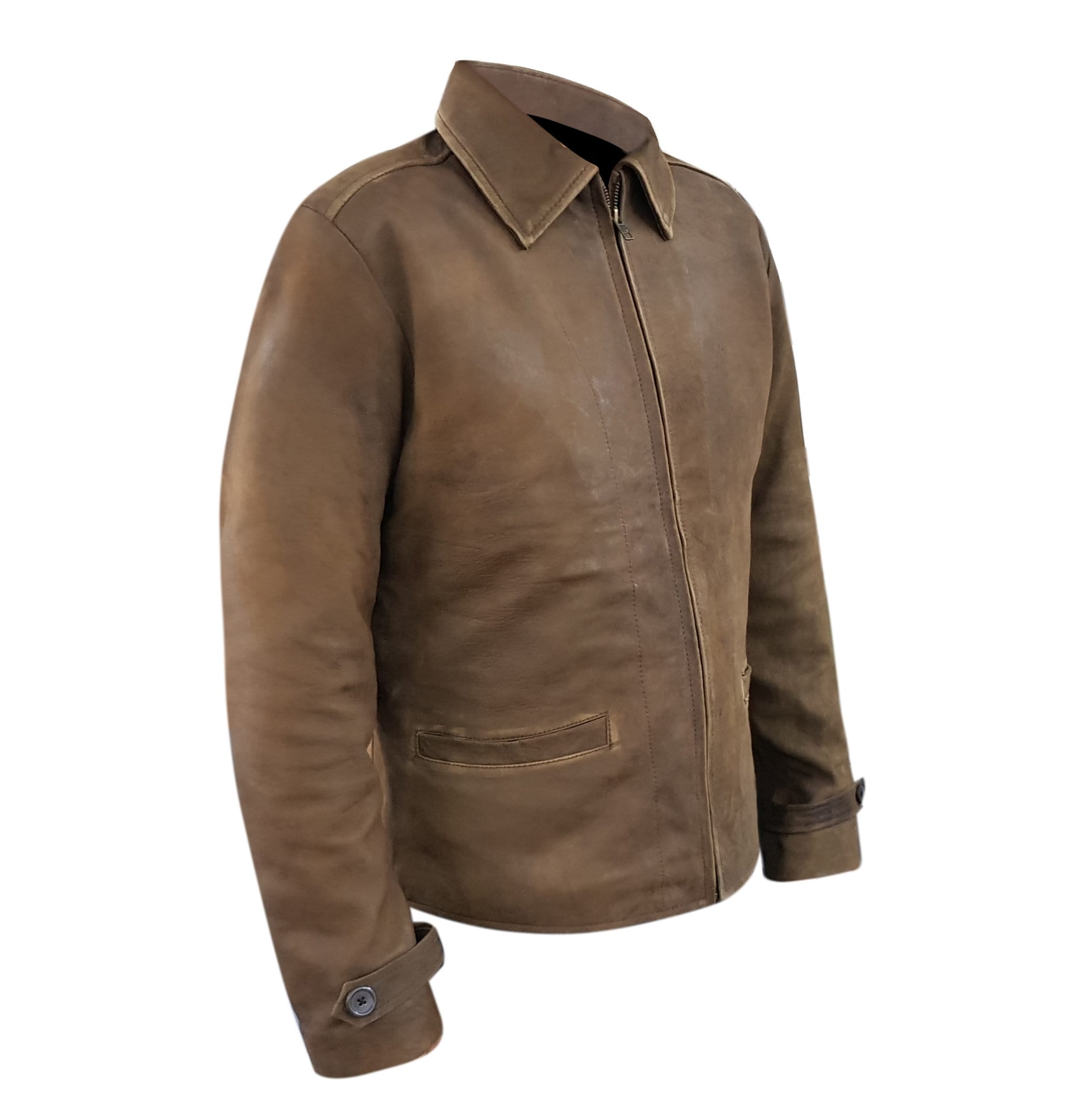 Men Light Snuff Sheepskin Leather Jacket