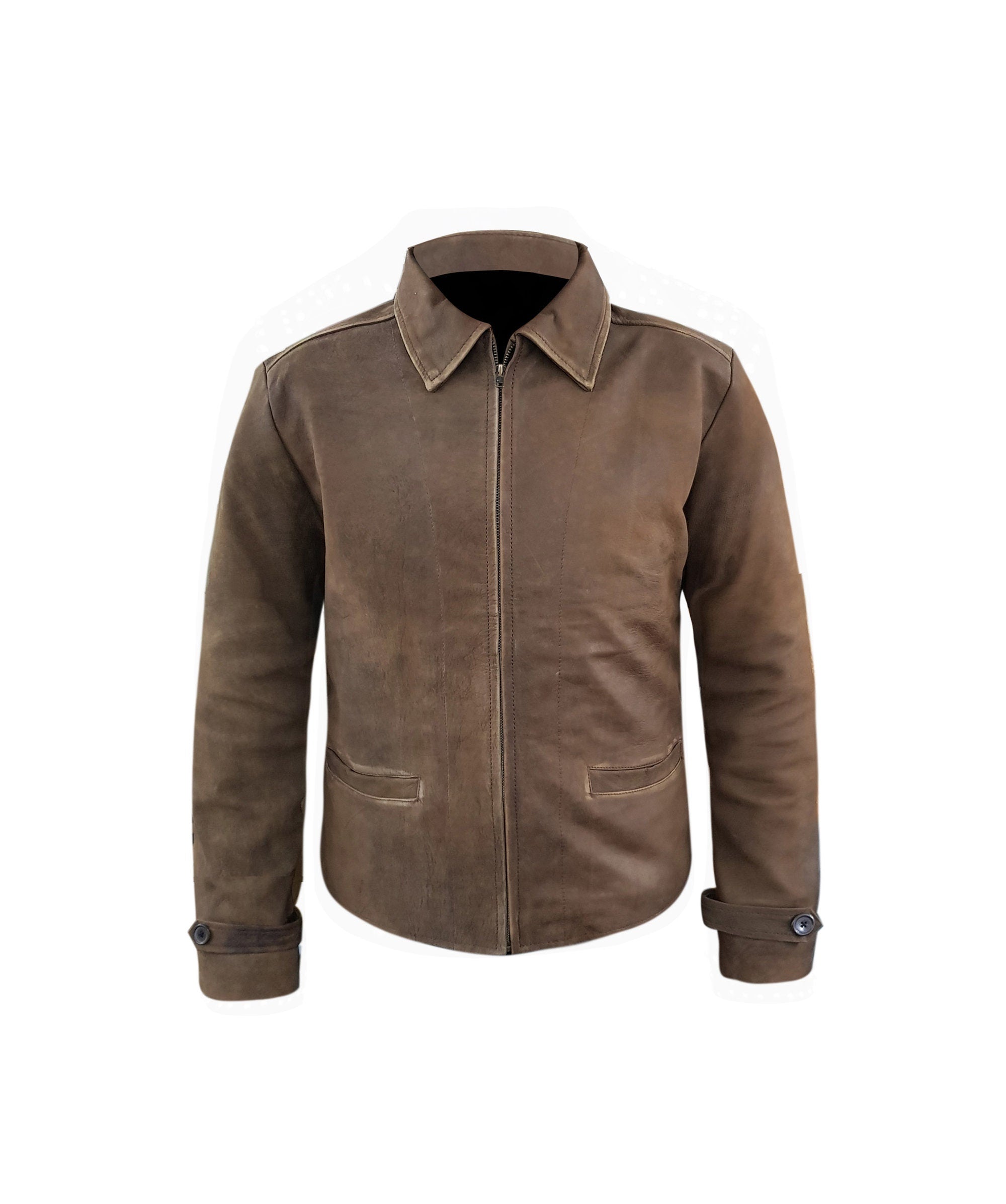 Men Light Snuff Sheepskin Leather Jacket