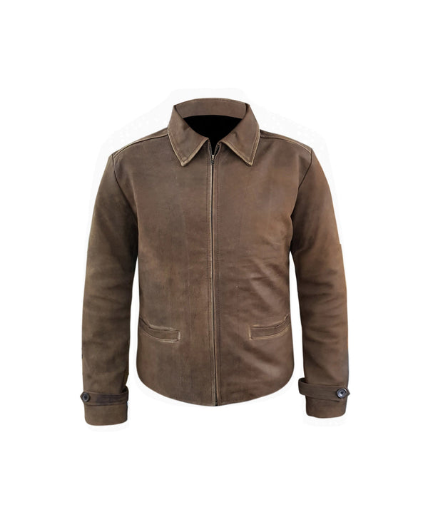 Men Light Snuff Sheepskin Leather Jacket