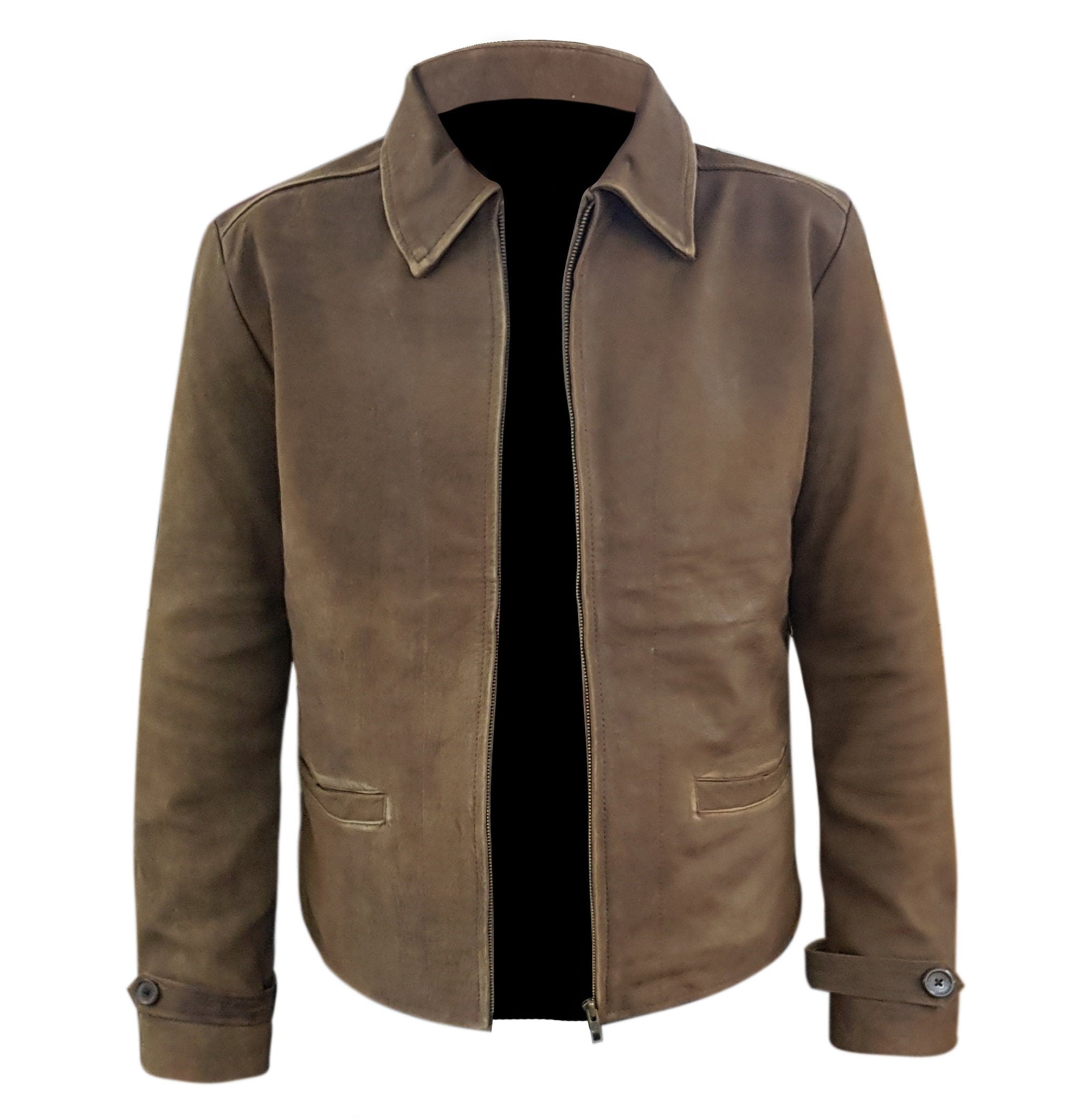 Men Light Snuff Sheepskin Leather Jacket