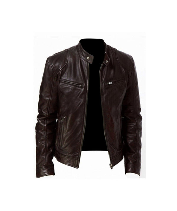 Men's Brown Leather Jacket Motorcycle Jacket
