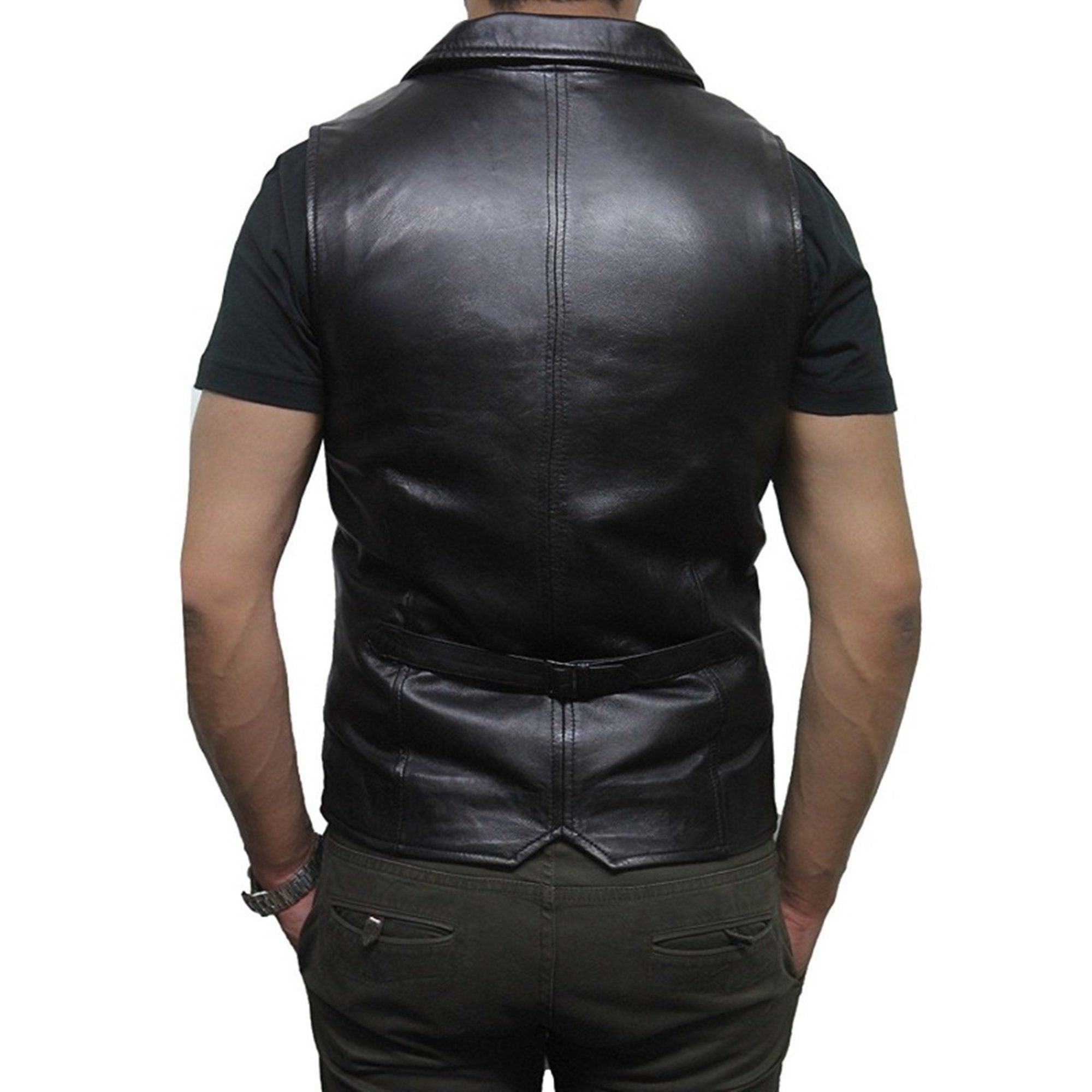 Men's Black Leather Vest