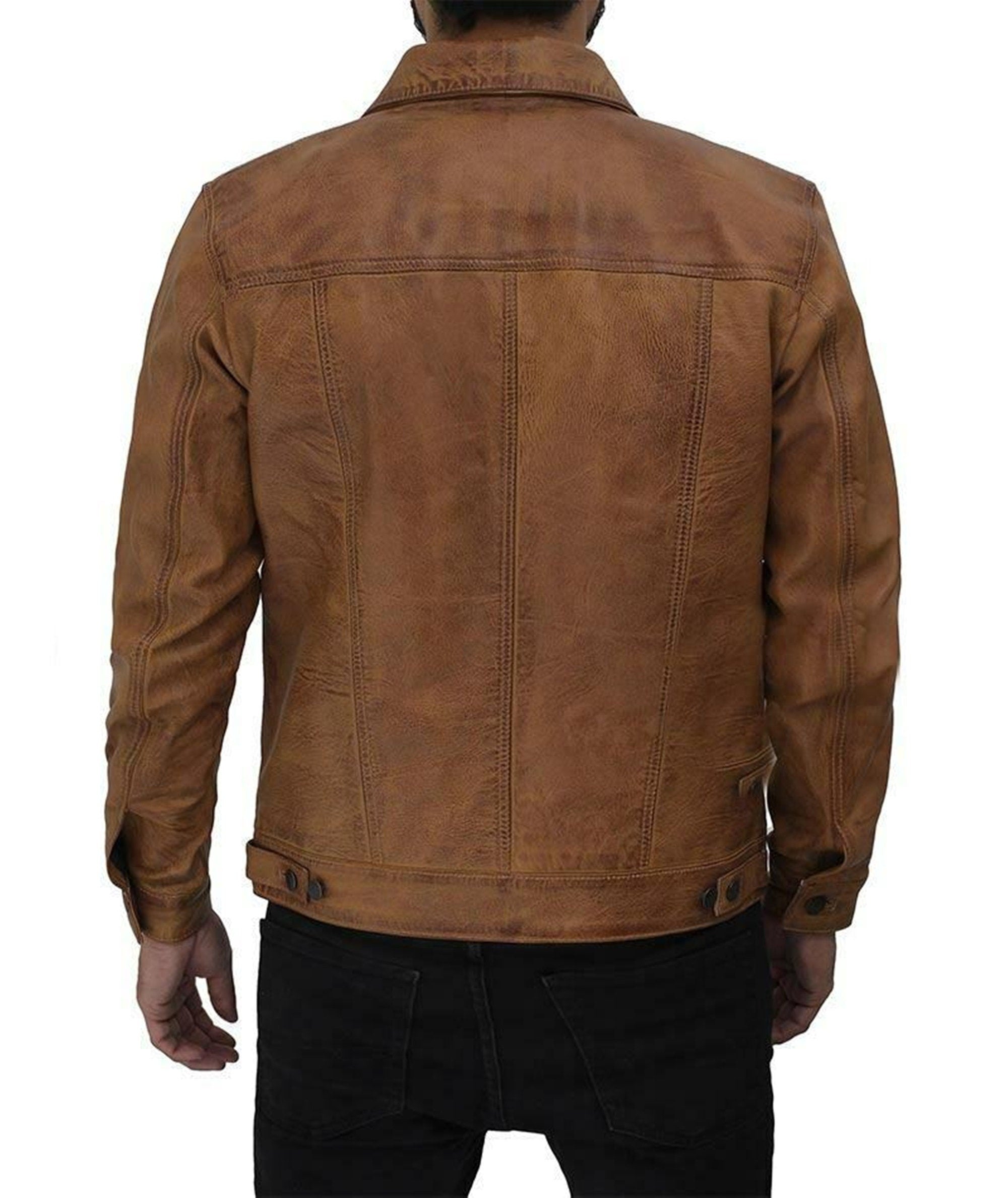 Mens Tan Brown Wax Leather Shirt