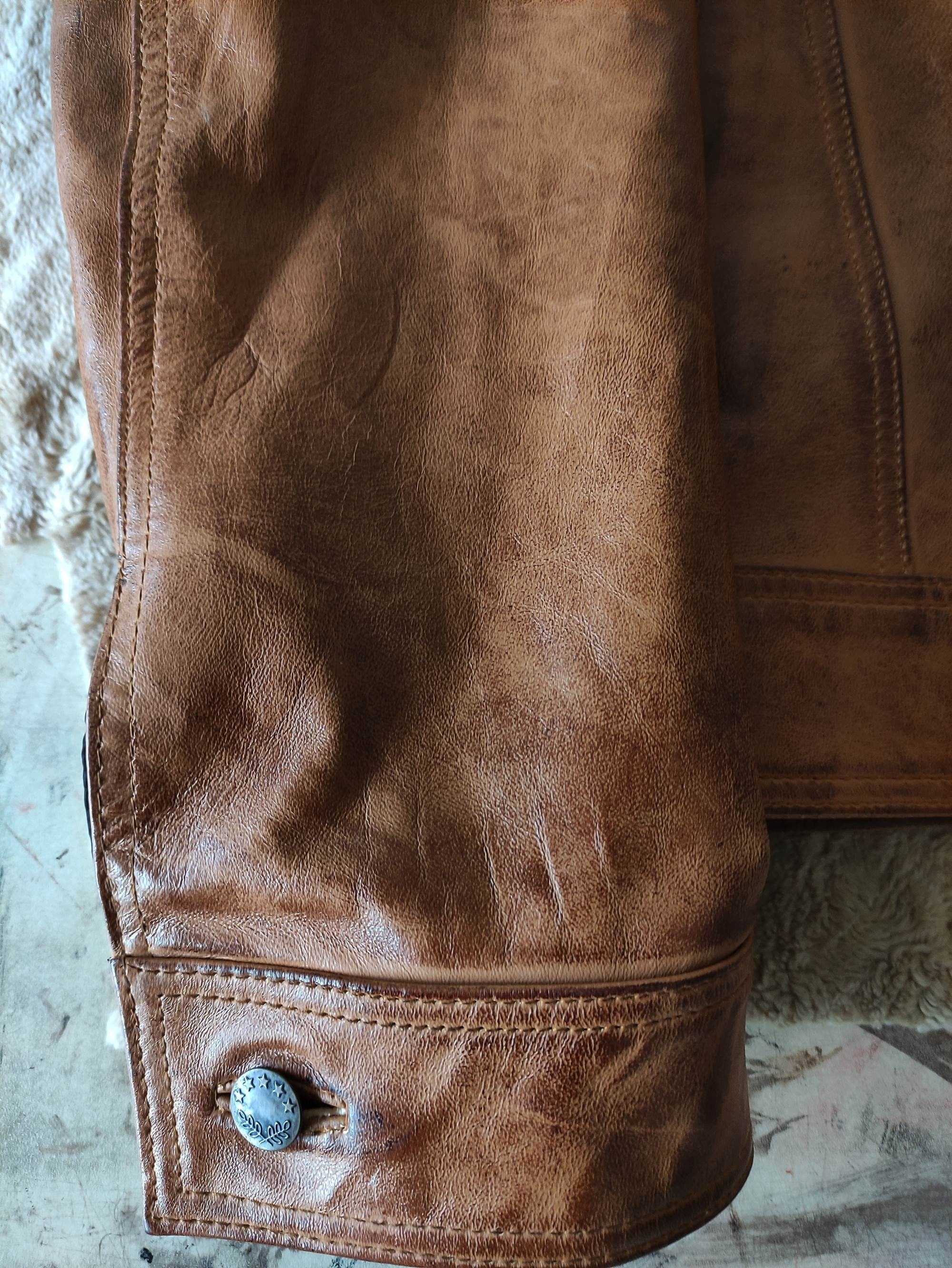 Mens Tan Brown Wax Leather Shirt