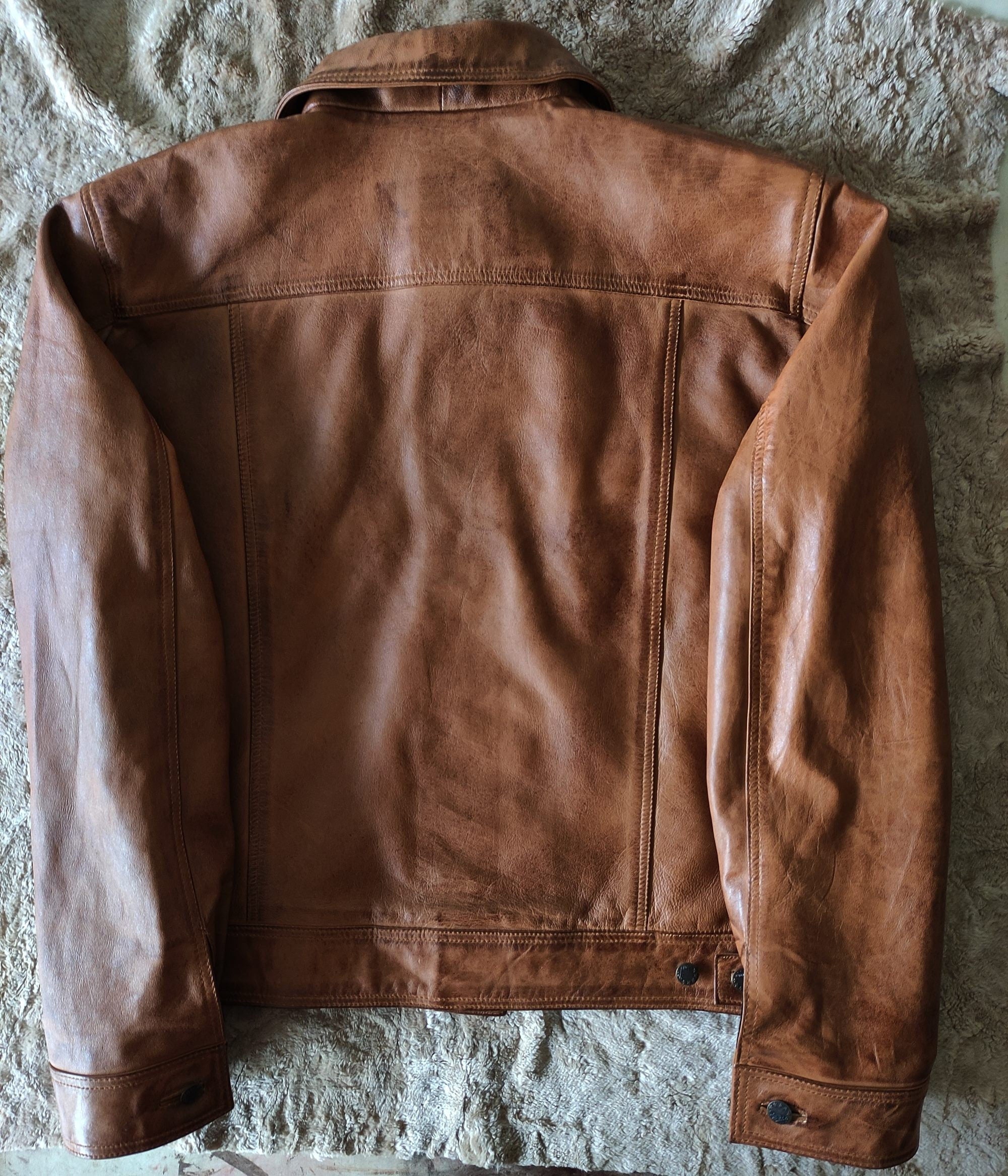 Mens Tan Brown Wax Leather Shirt