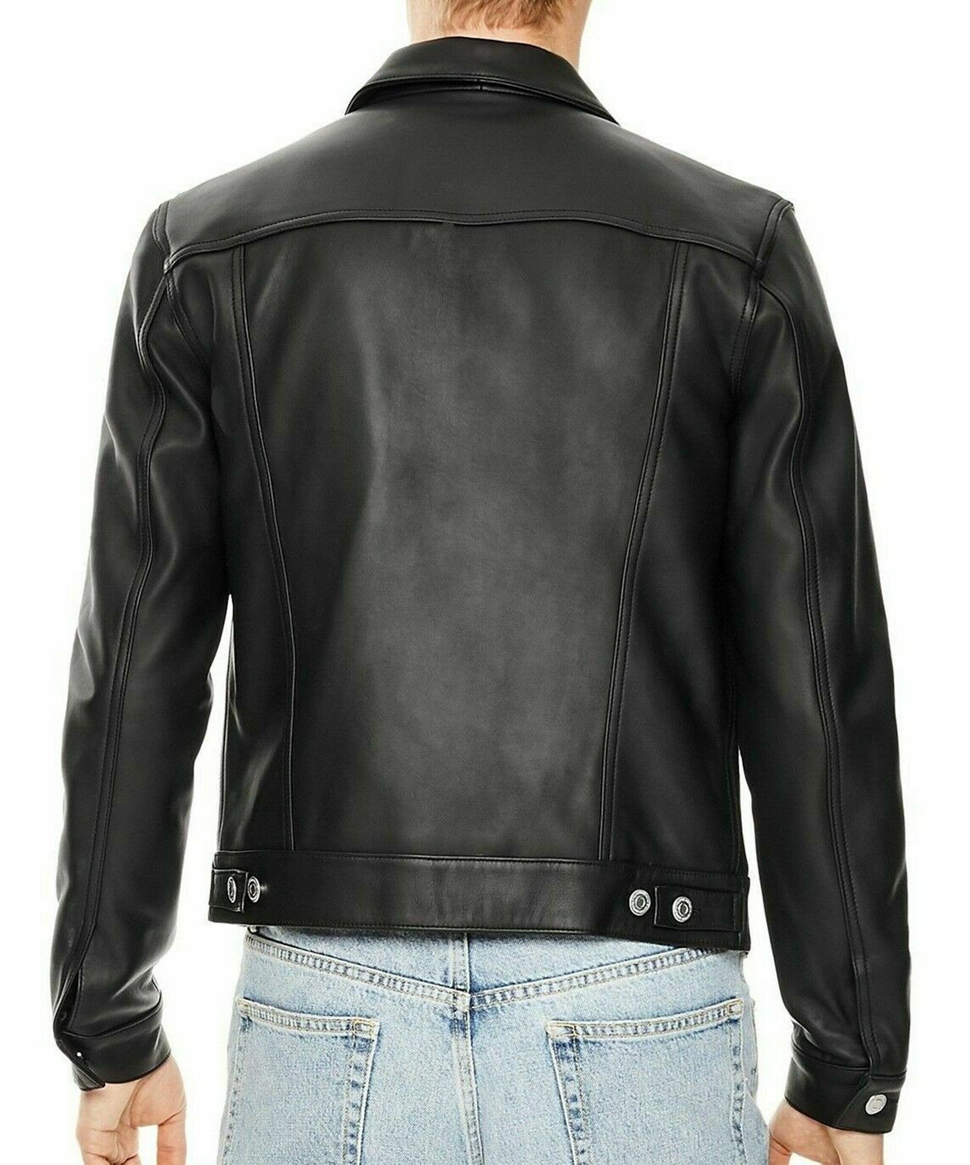 Men's Genuine Sheepskin Leather Shirt Black