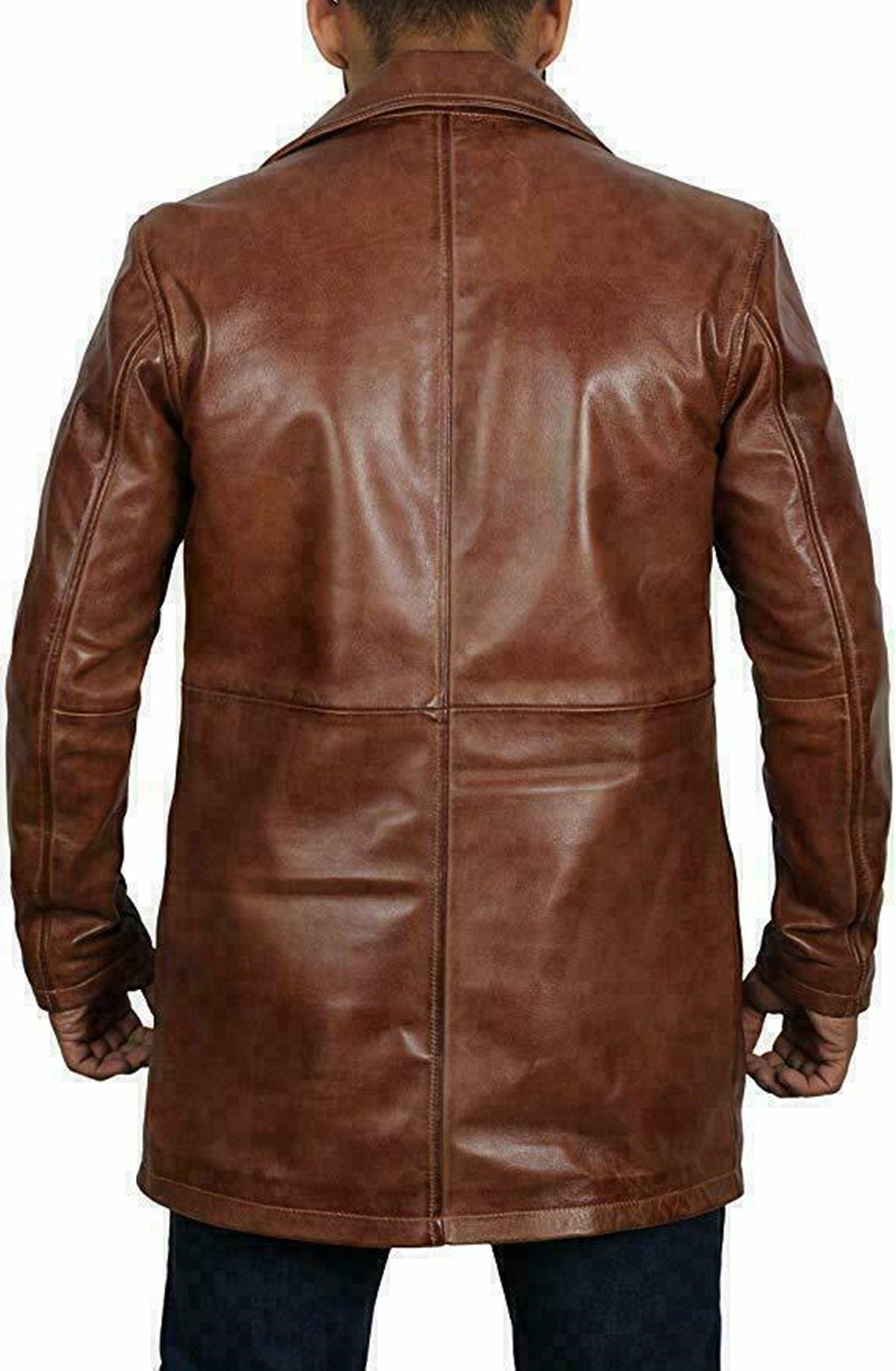 Handmade Leather Trench Coat Men's Winter Coat