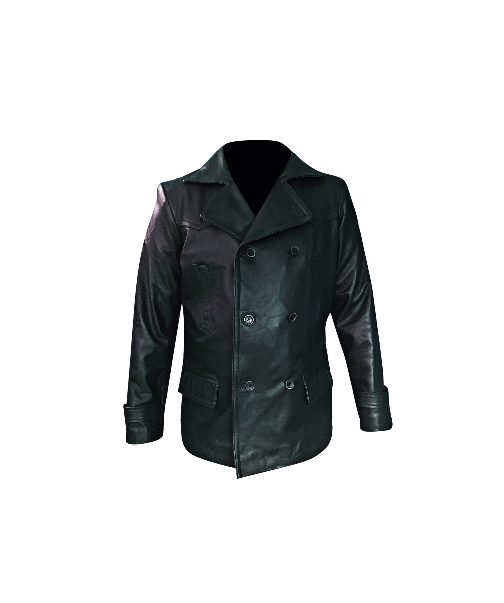 Black German Eagle Sheepskin Leather Coat