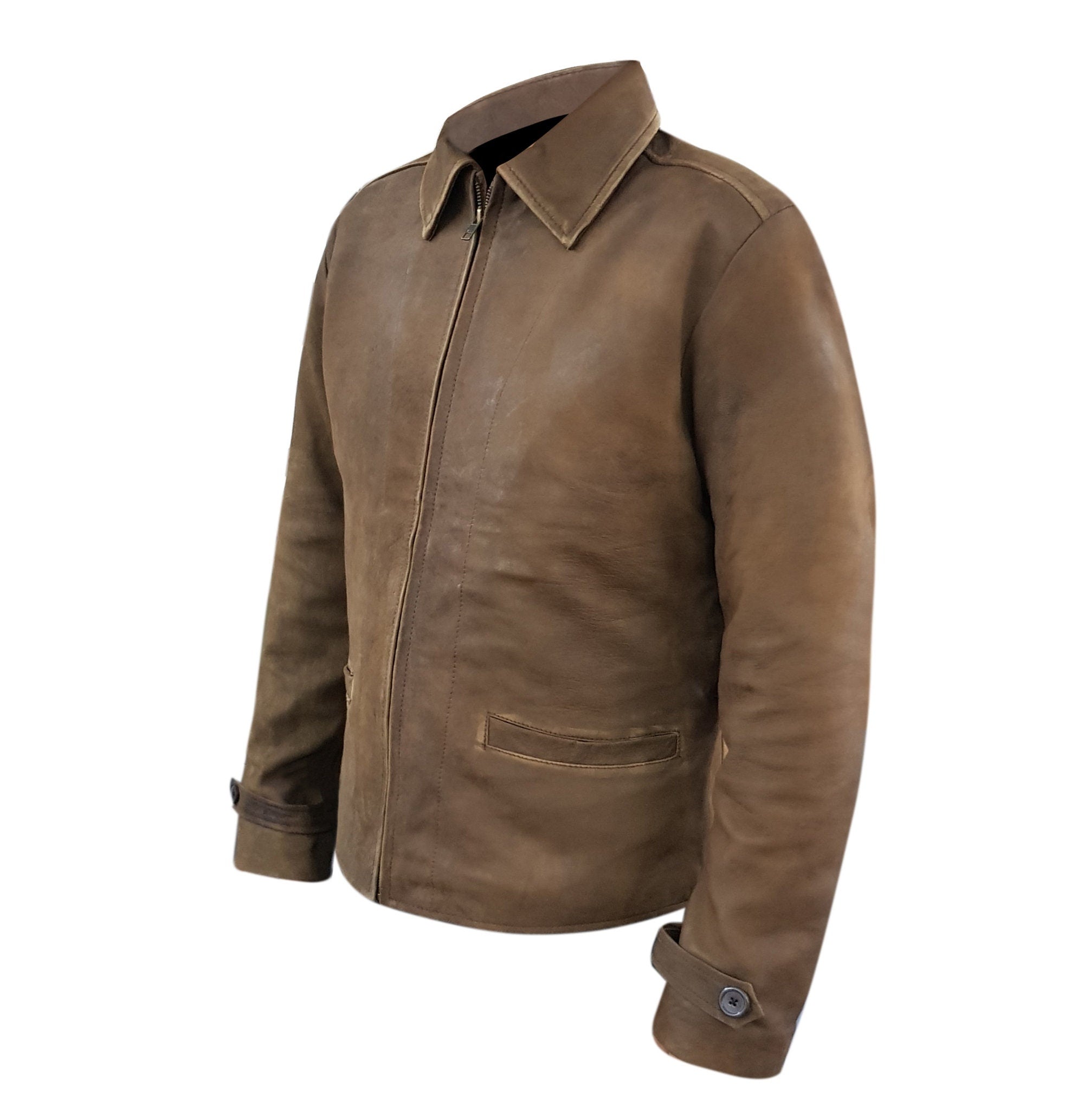 Men Light Snuff Sheepskin Leather Jacket