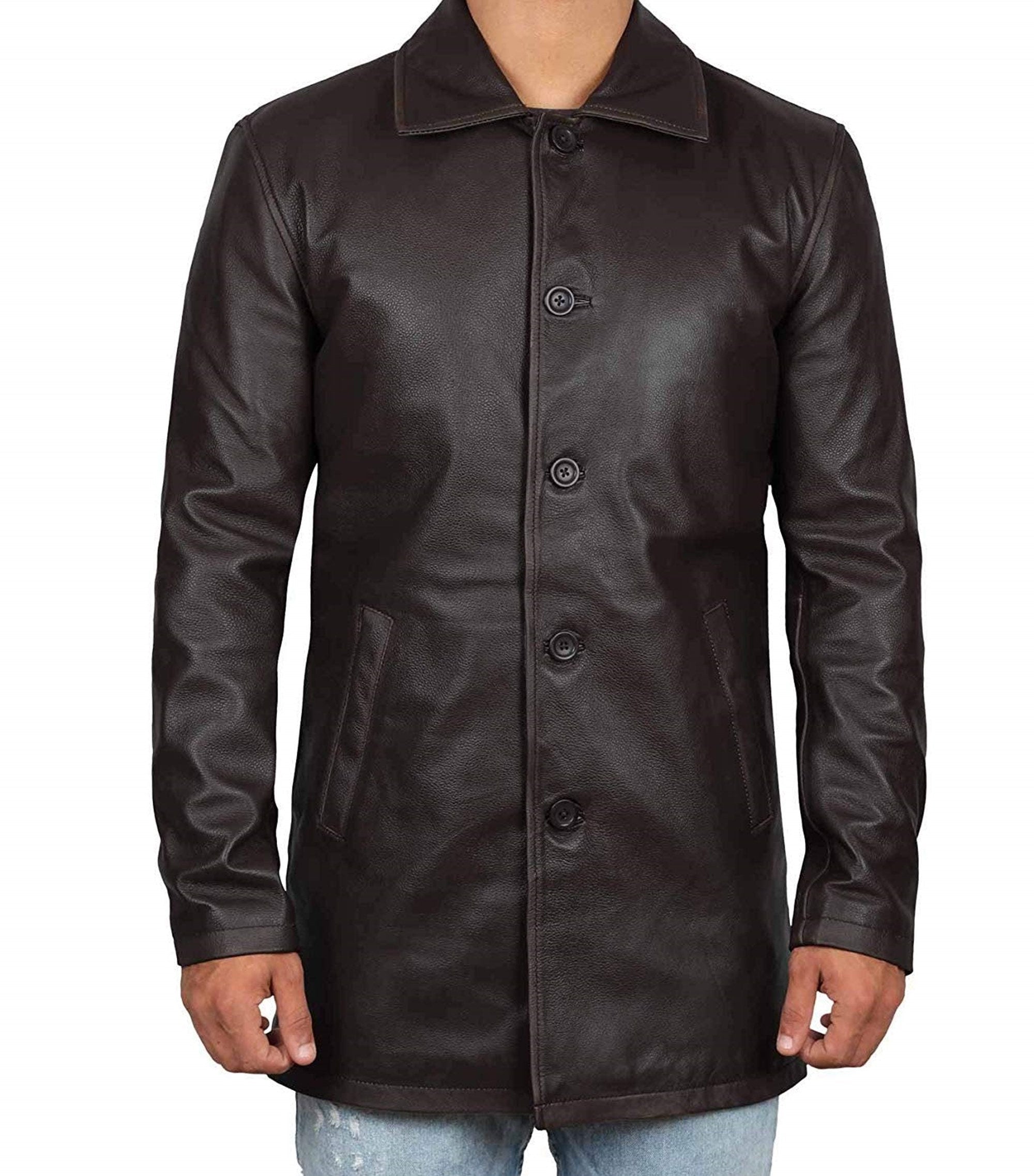 Men's Three Quarter Sheepskin  Leather Coat