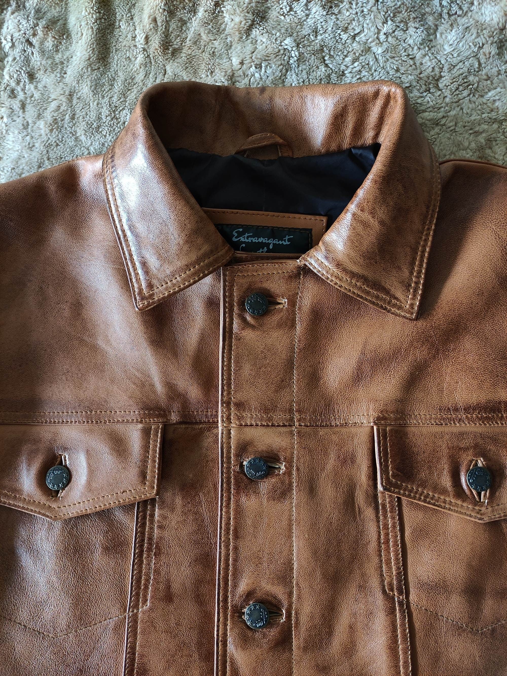 Mens Tan Brown Wax Leather Shirt