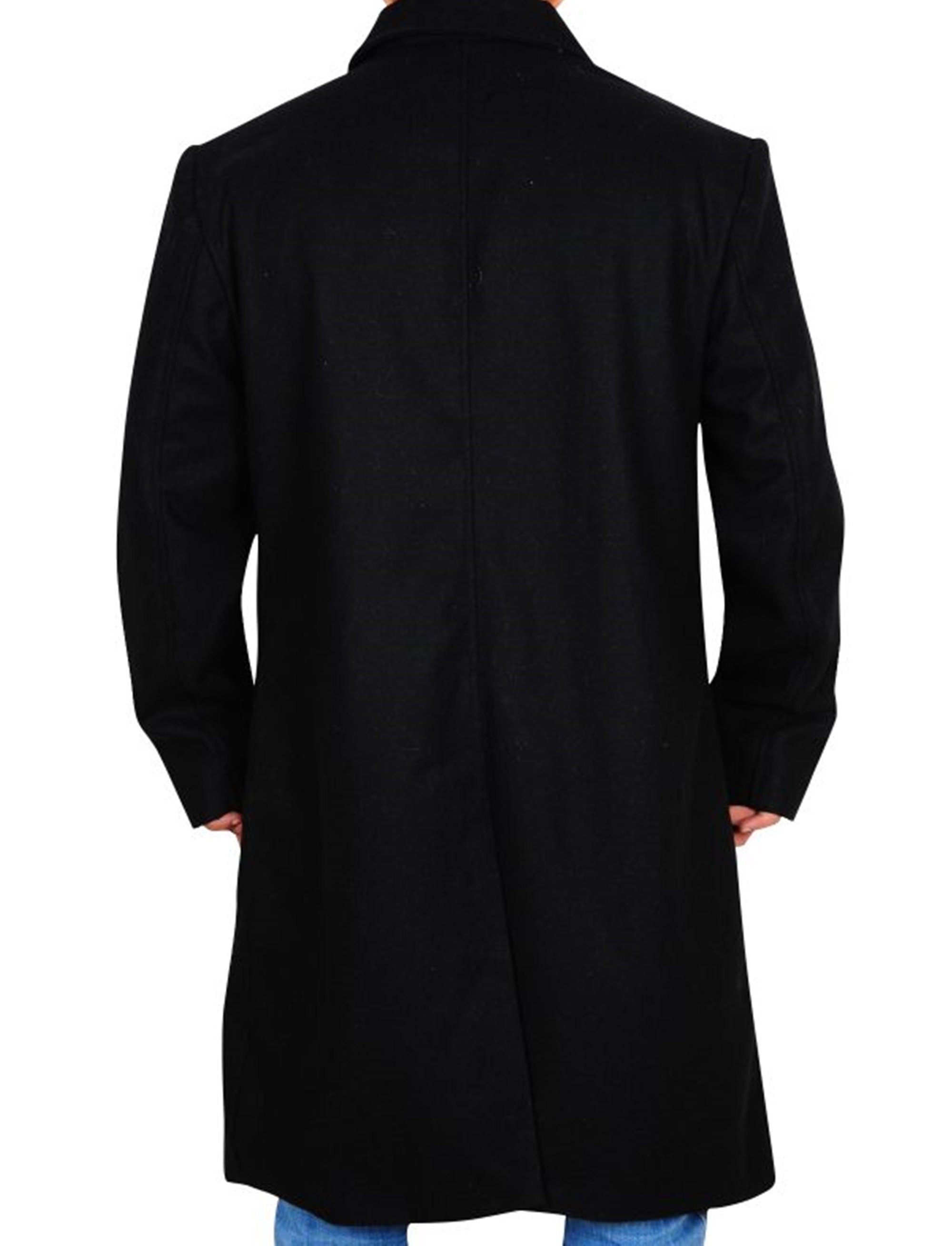 Men Black Wool Coat Long Wool Coat