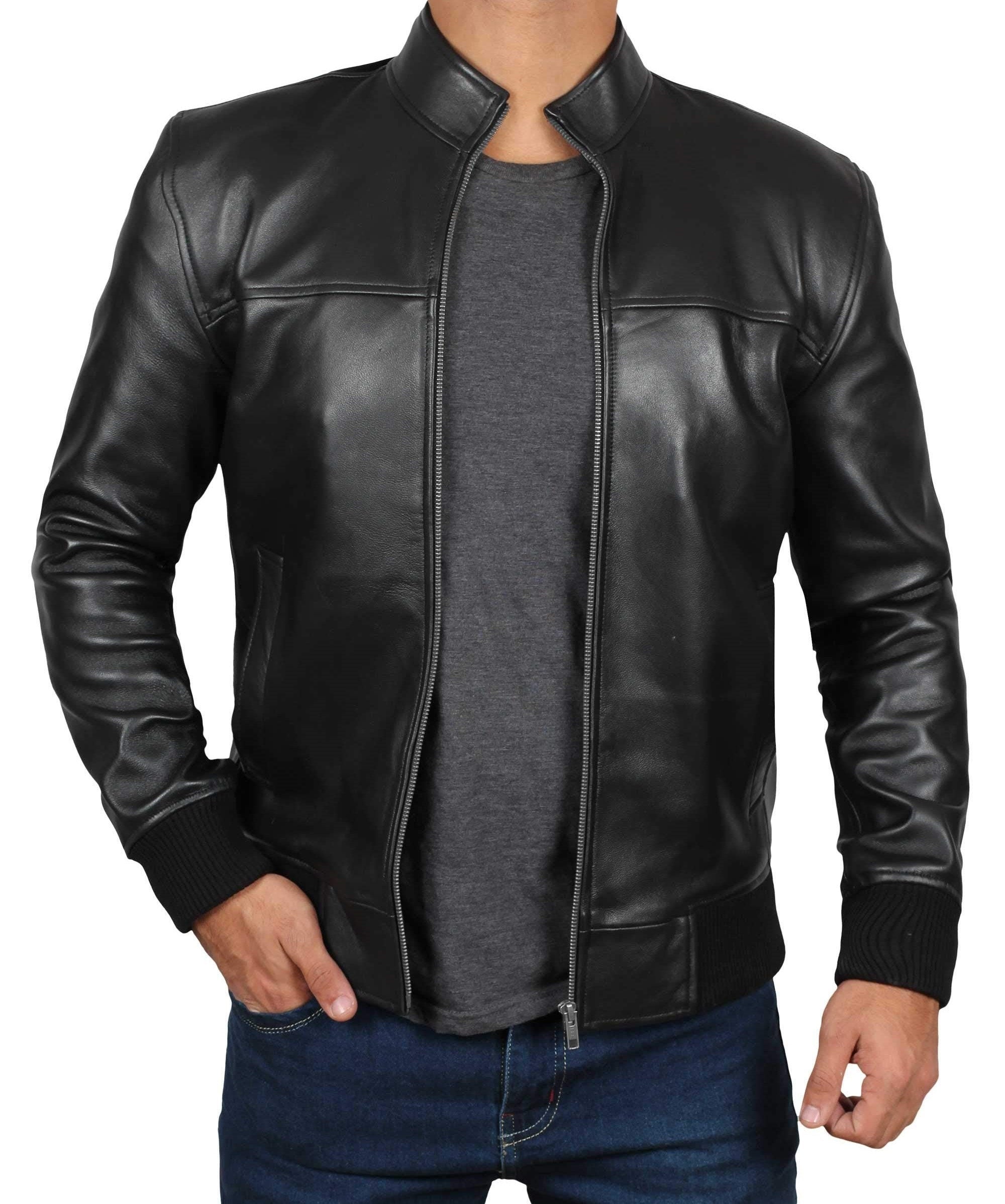 Men Black Jacket Real Leather Jacket