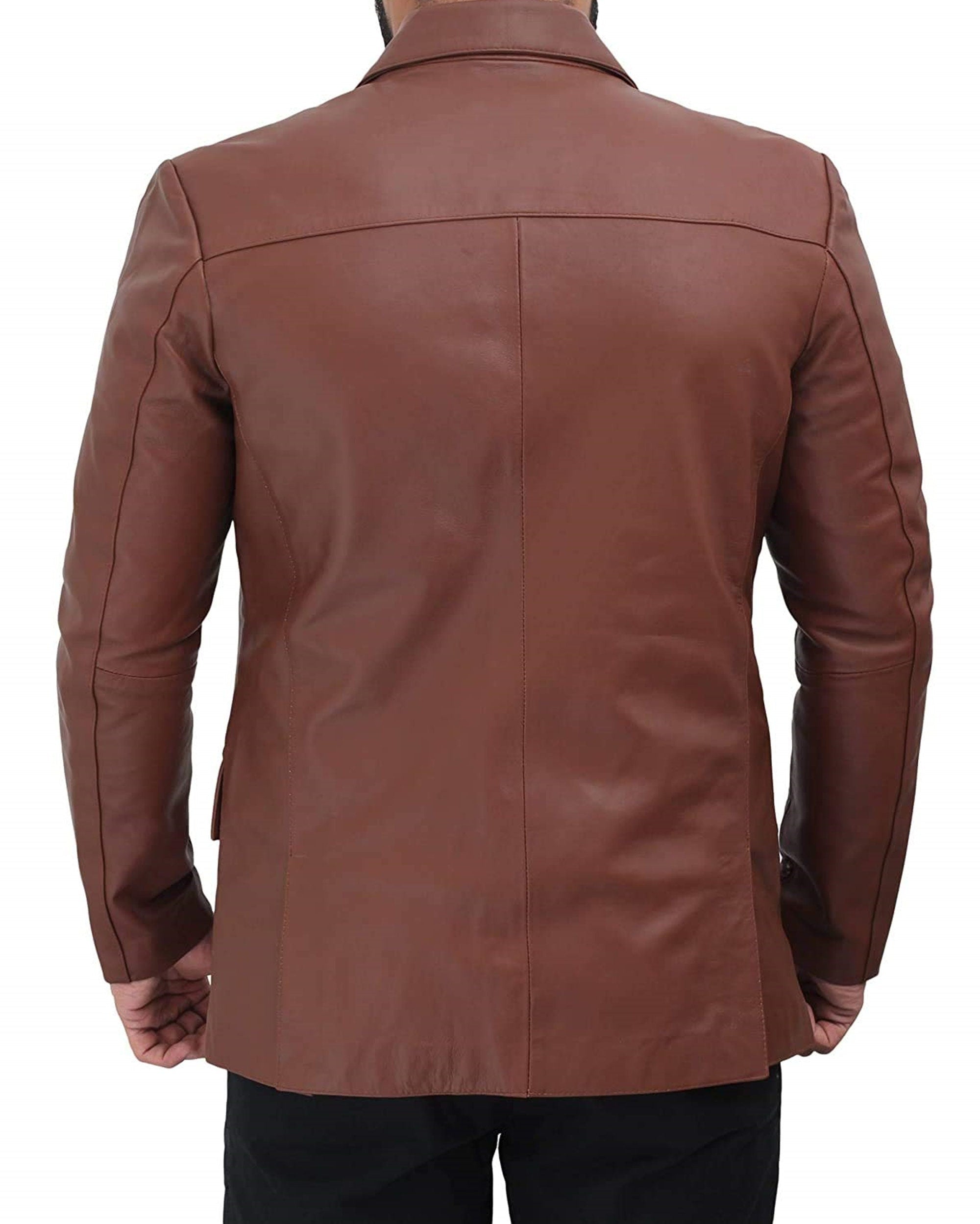 Men's Tan Blazer Vintage Blazer Leather Coat