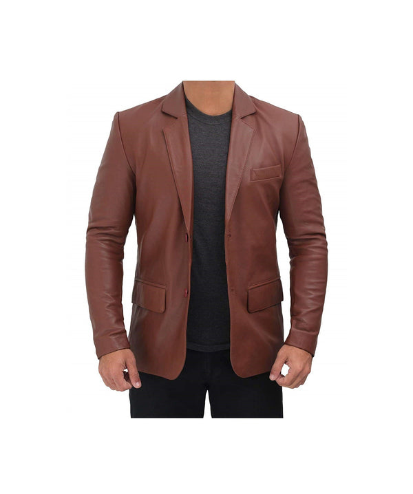 Men's Tan Blazer Vintage Blazer Leather Coat