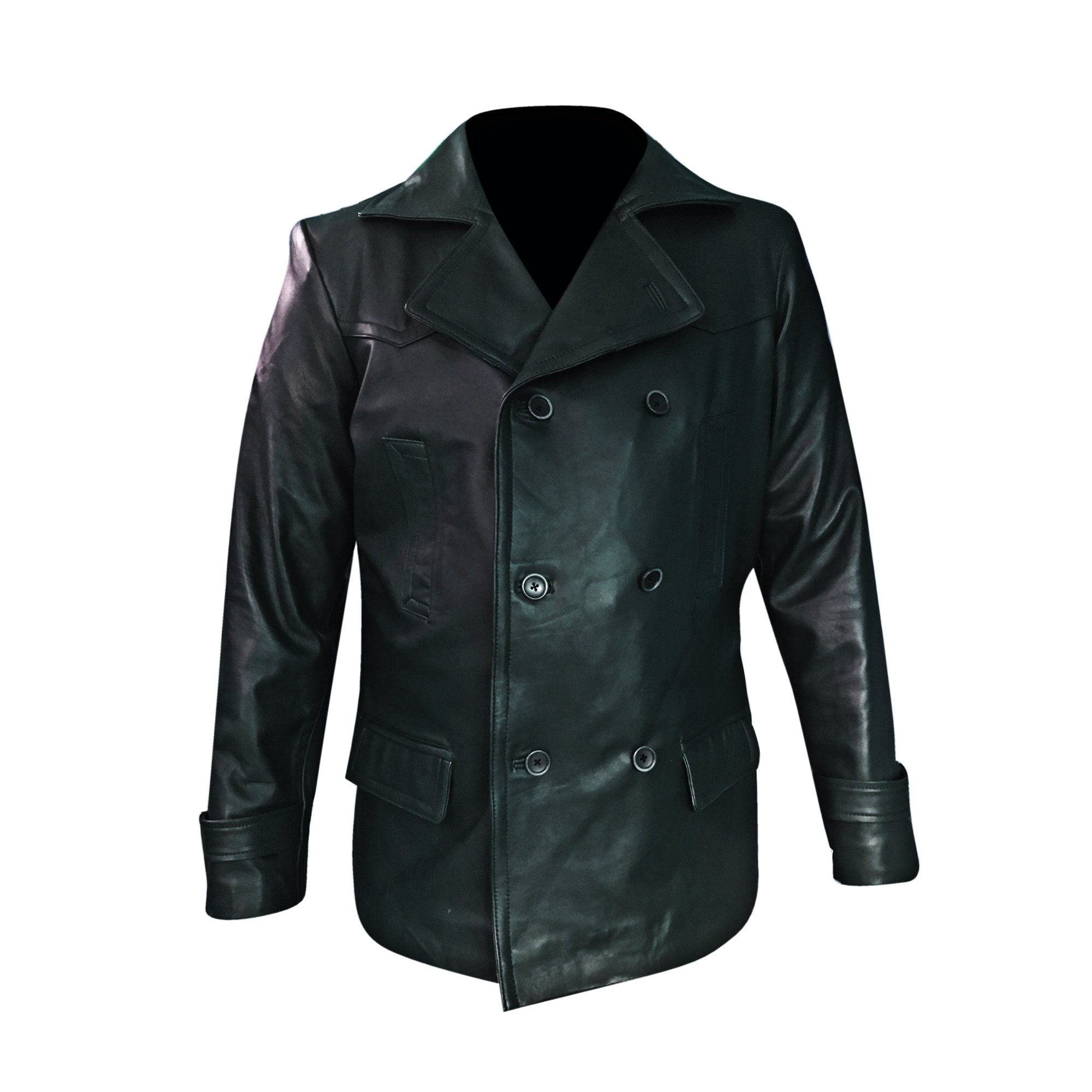 Black German Eagle Sheepskin Leather Coat