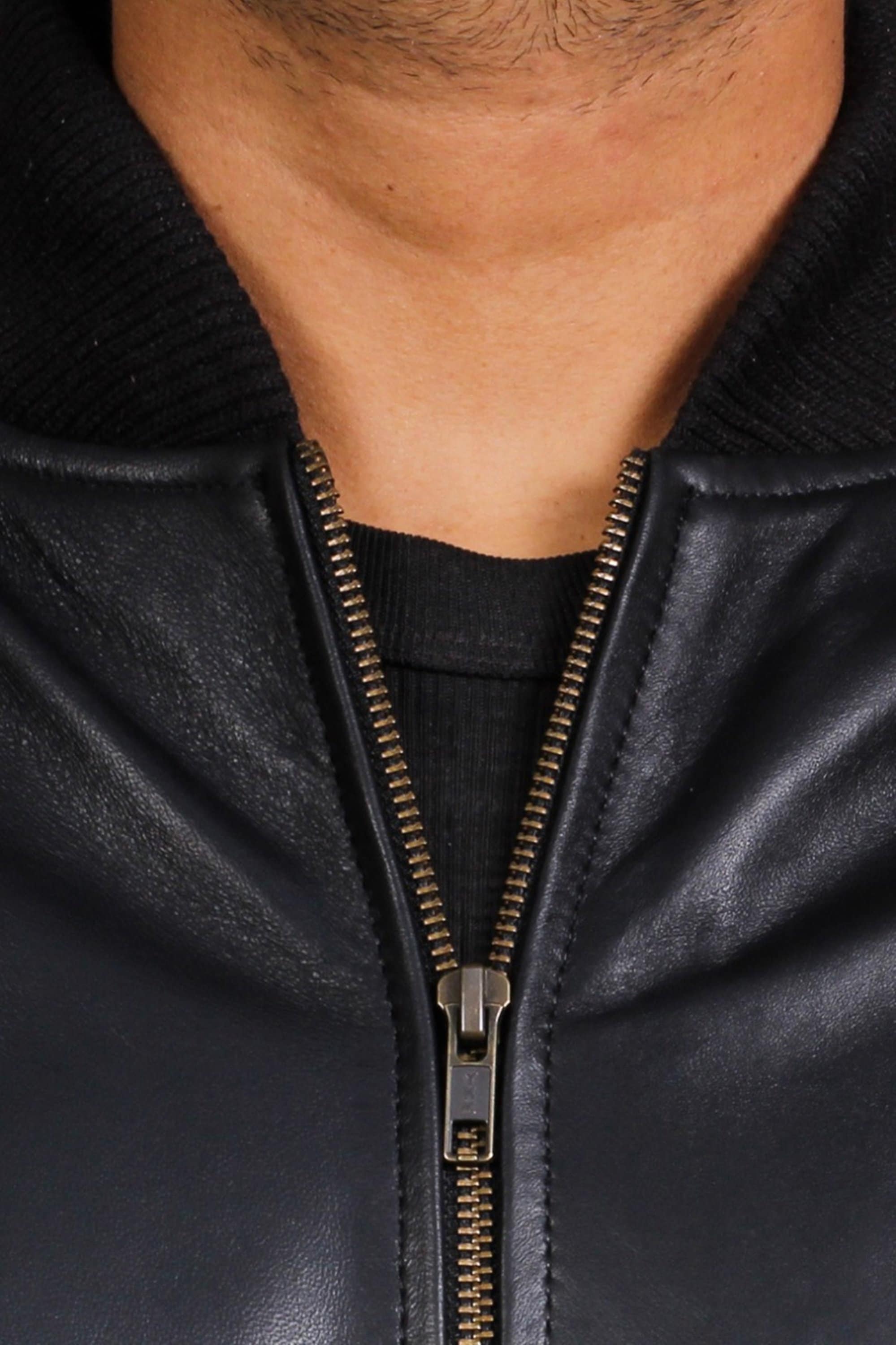 Mens Black Basic Biker Sheepskin Leather Jacket