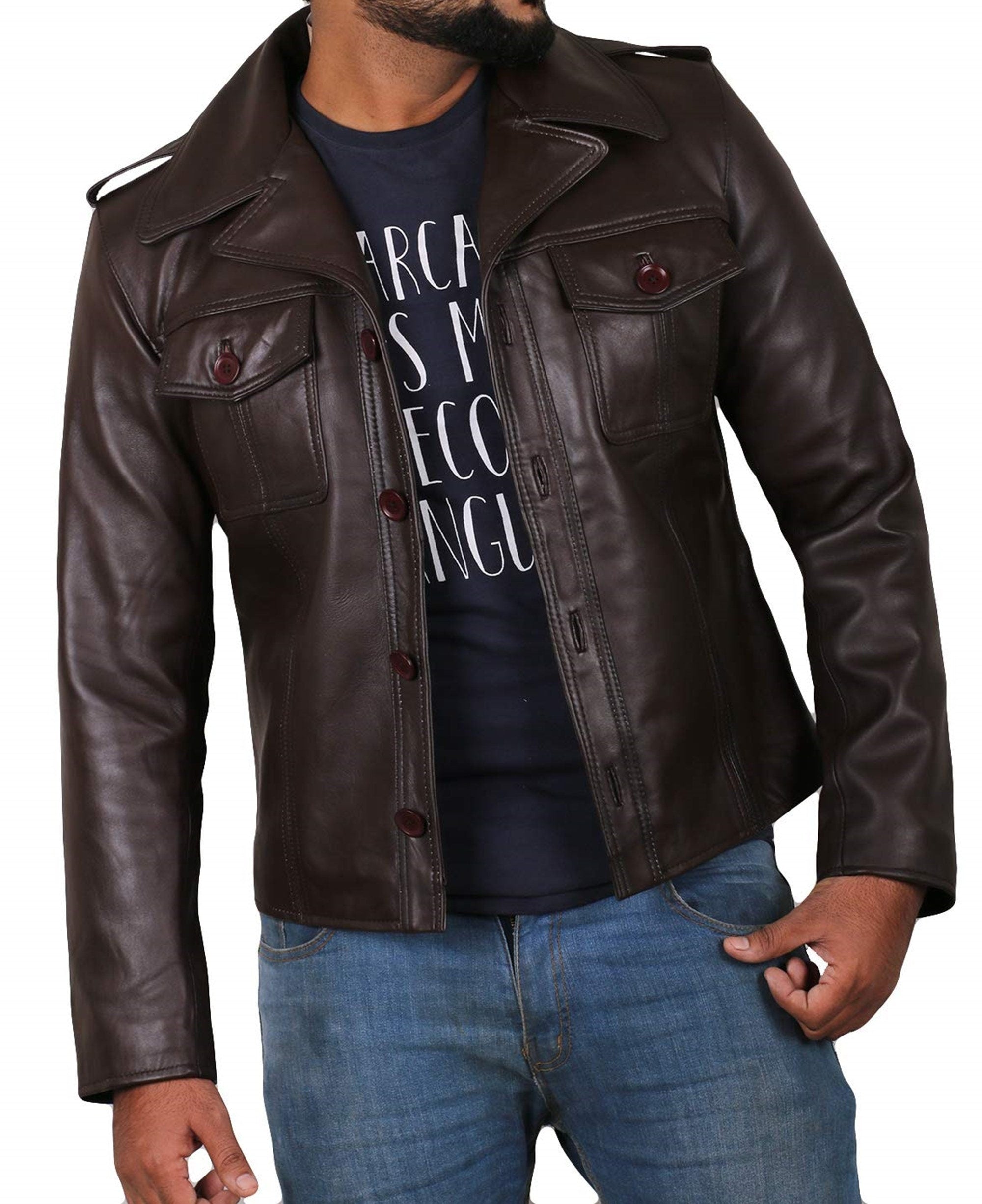 Men Brown Leather Jacket