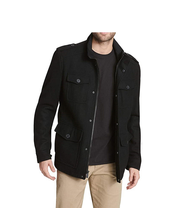 Men Black Wool Jacket Black Winter Jacket