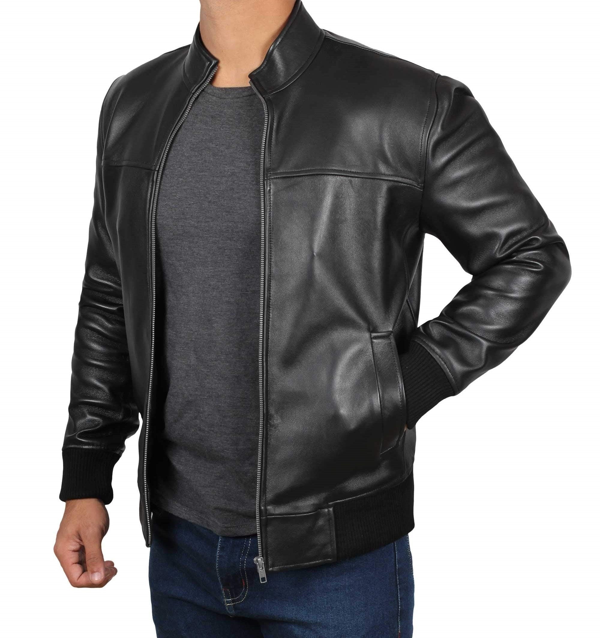Men Black Jacket Real Leather Jacket