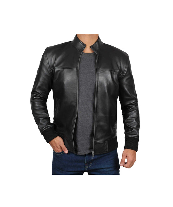 Men Black Jacket Real Leather Jacket