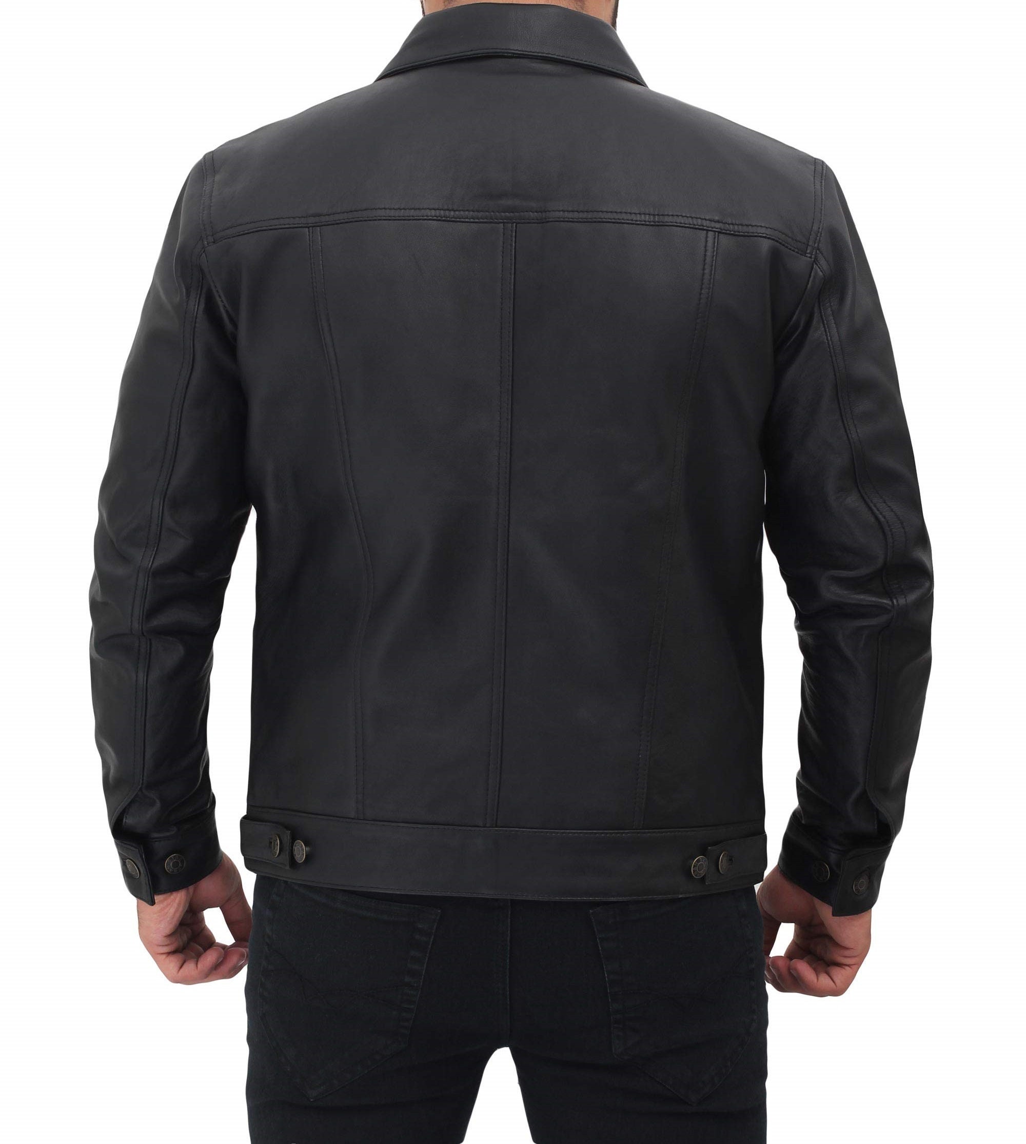 Mens Black Full Sleeve Leather Shirt