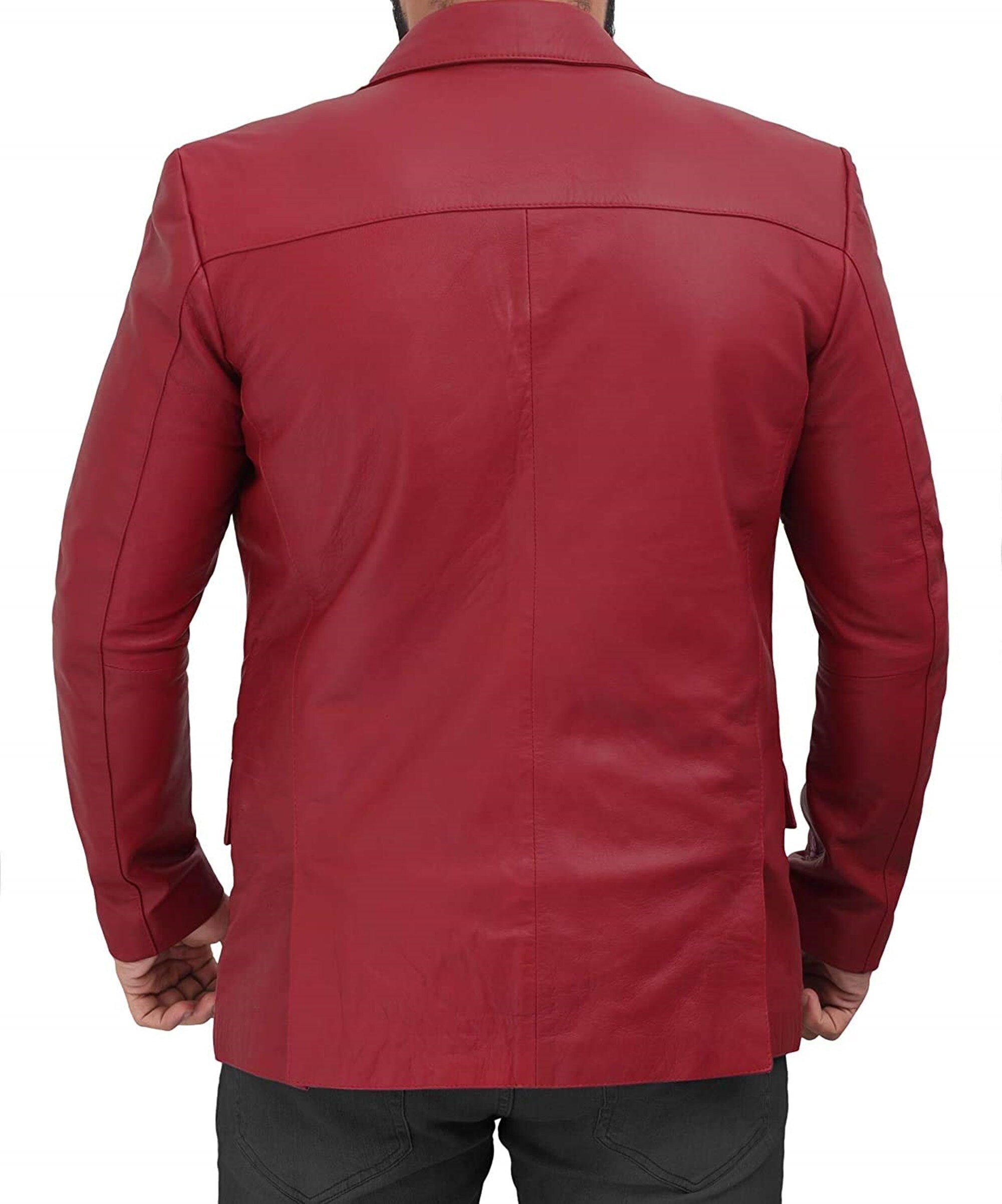 Men's Red Blazer Vintage Blazer Leather Coat