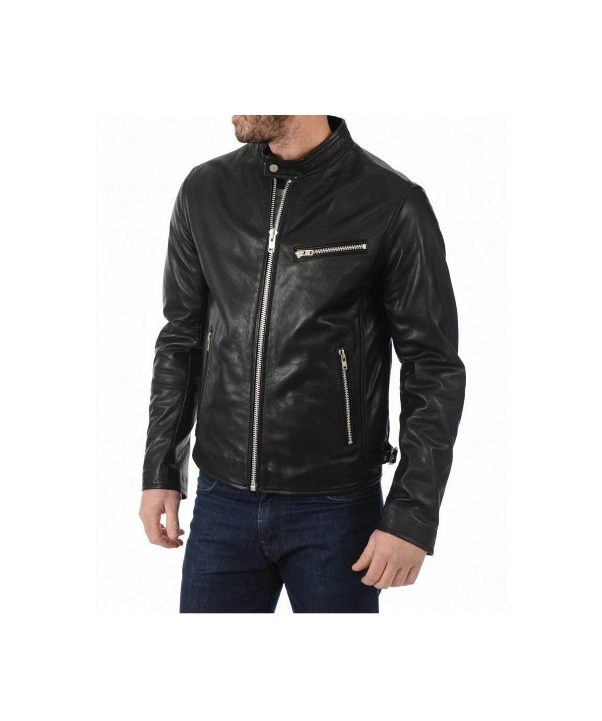 Black Leather Jacket Men Vintage jacket