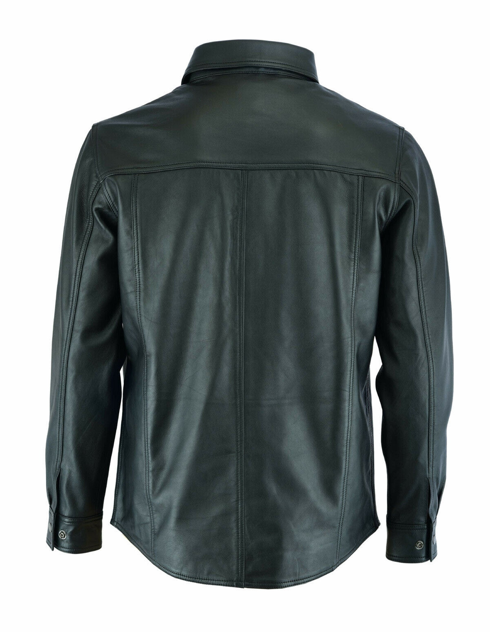 Leather Shirt Men Vintage Leather Shirt