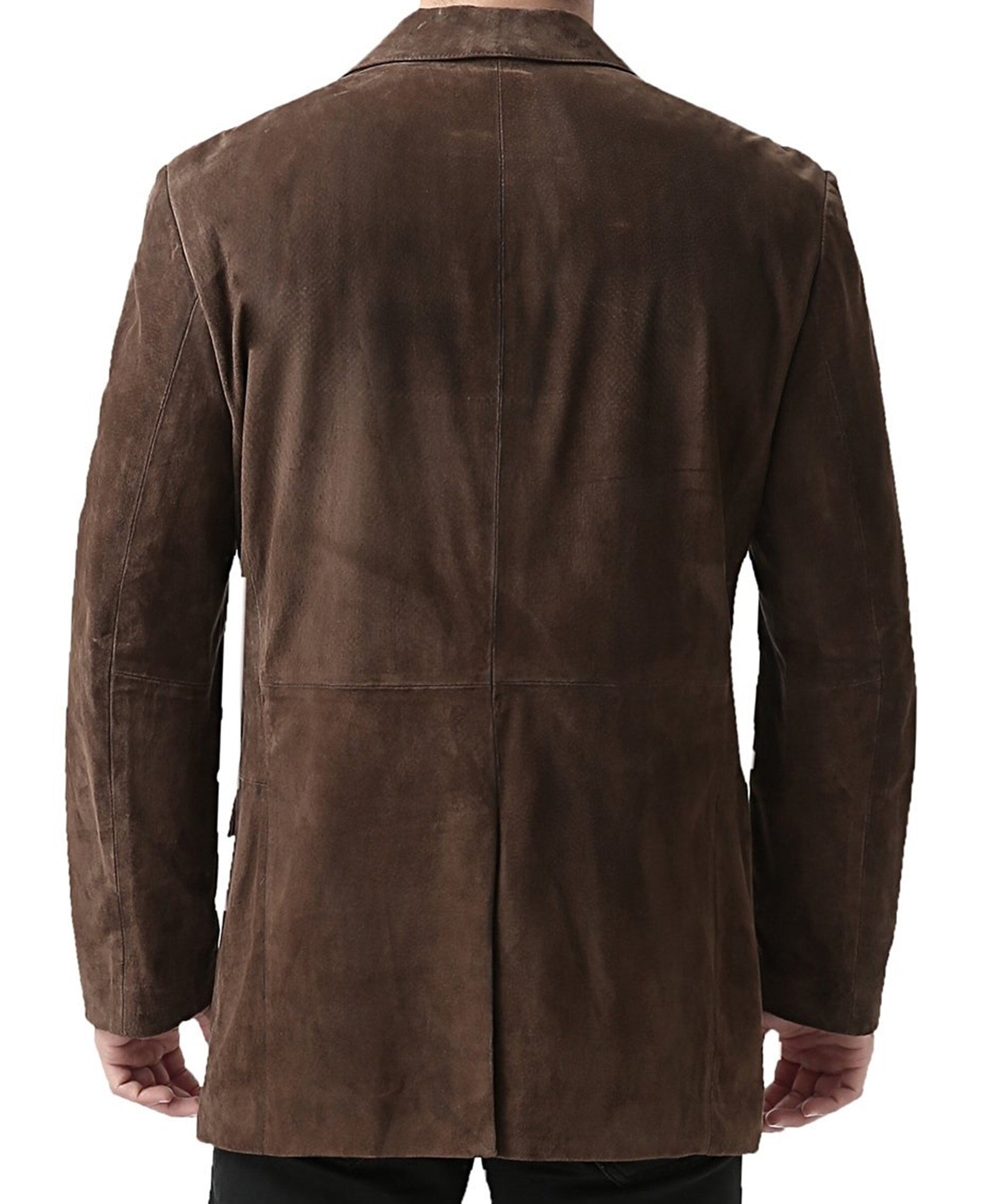 Brown Suede Leather Blazer Coat For Men