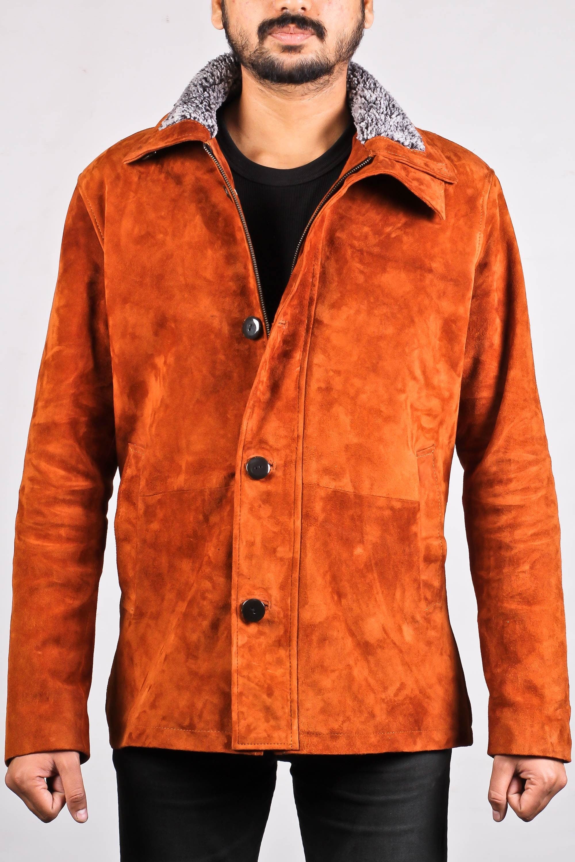 Handmade Men Suede Leather Jacket For Men