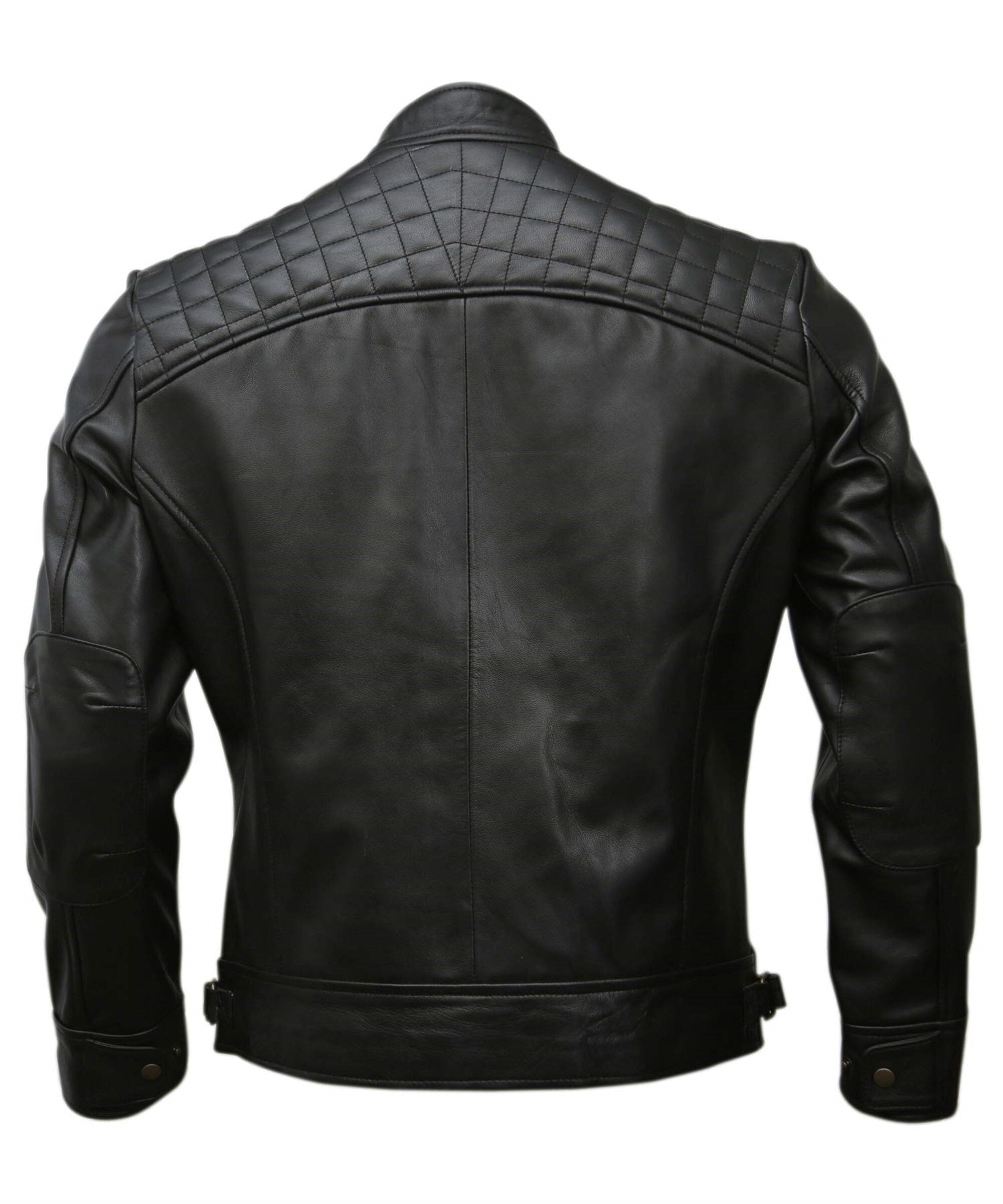 Cafe Racer Black  Leather Jacket Motorcycle Jacket