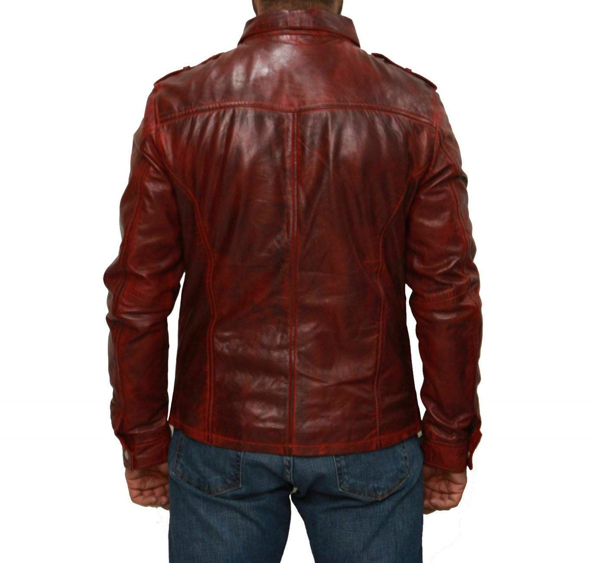 Mens Real Wax Maroon Leather Shirt