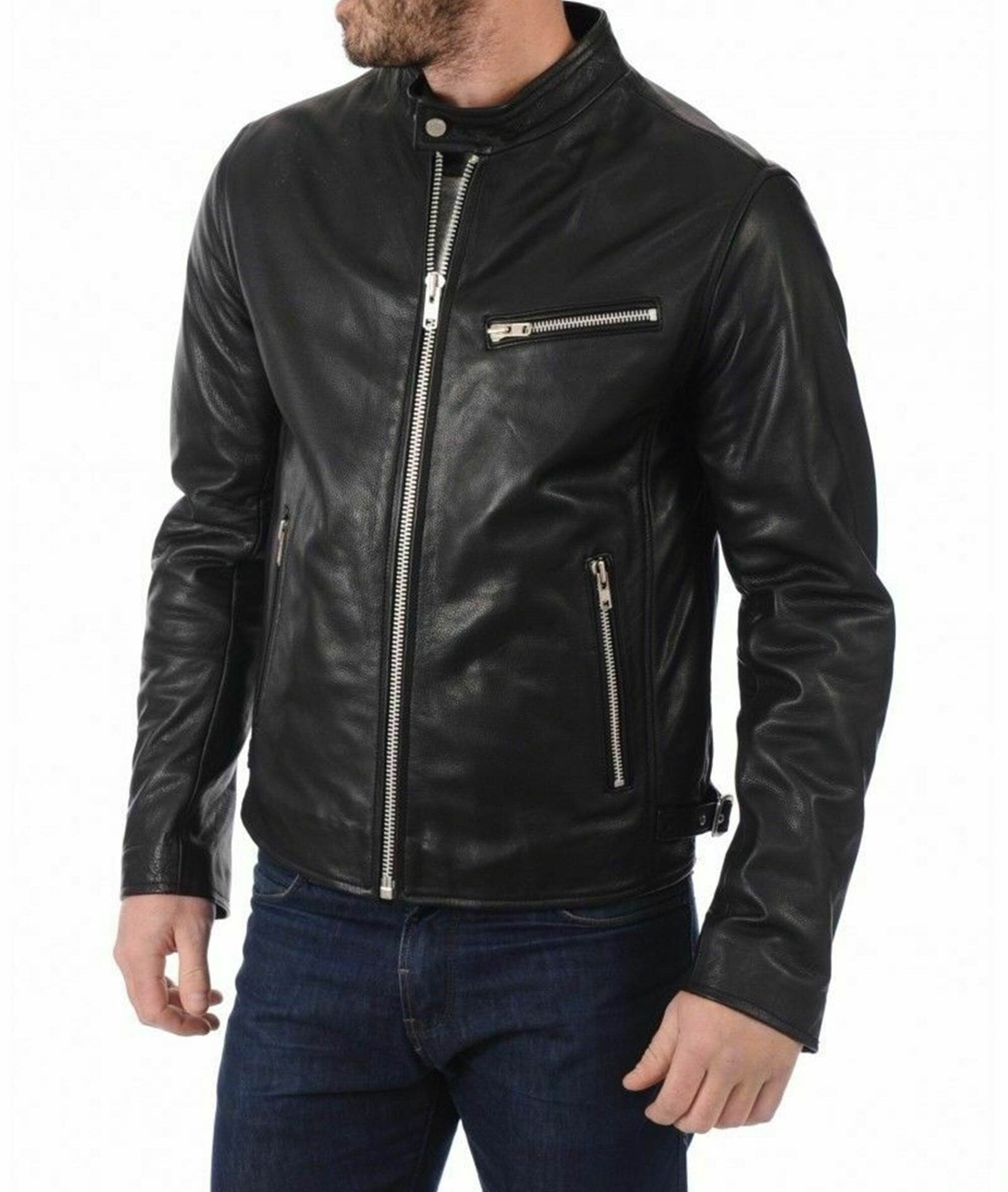 Black Leather Jacket Men Vintage jacket