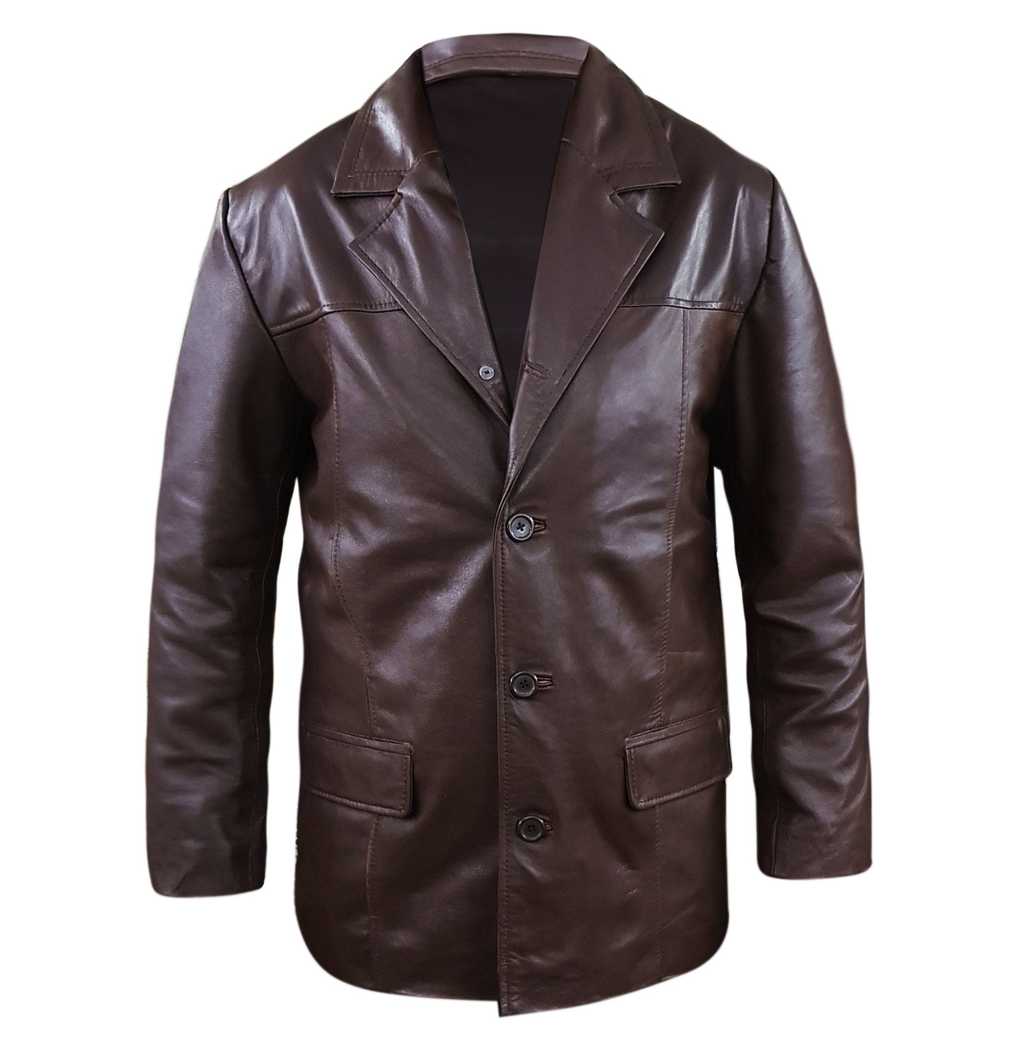 Men's Genuine Sheepskin Leather Blazer Coat
