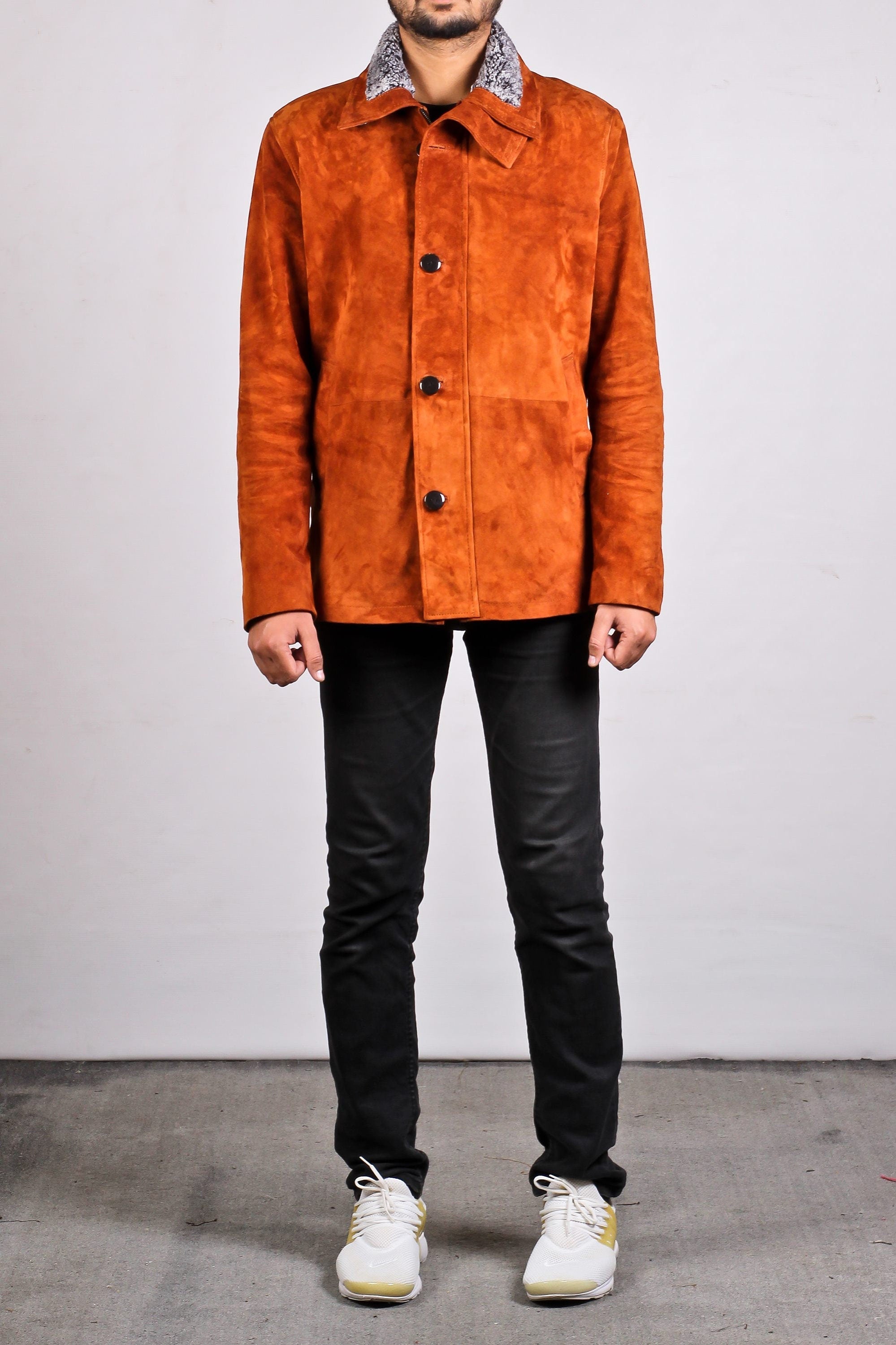 Handmade Men Suede Leather Jacket For Men