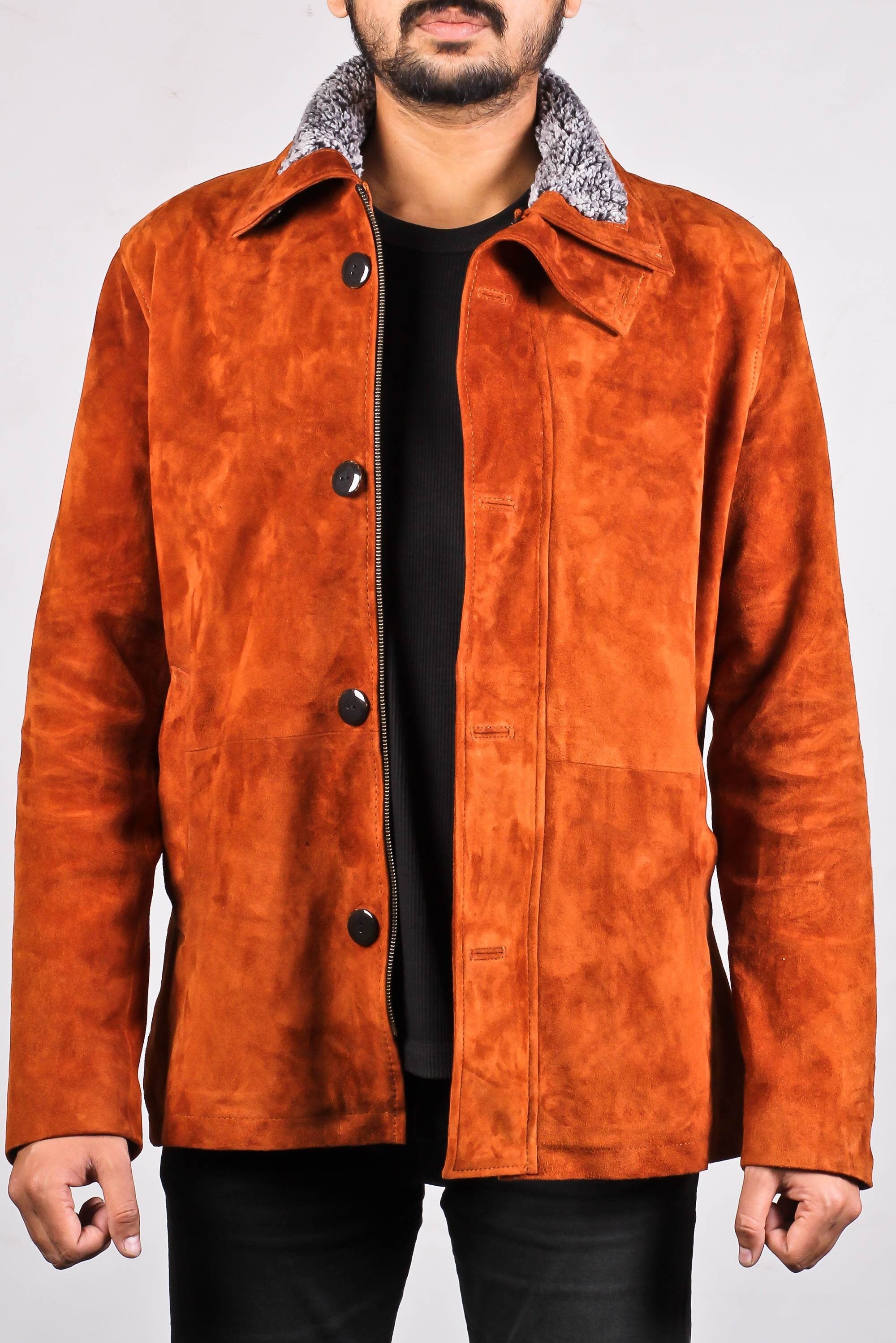 Handmade Men Suede Leather Jacket For Men