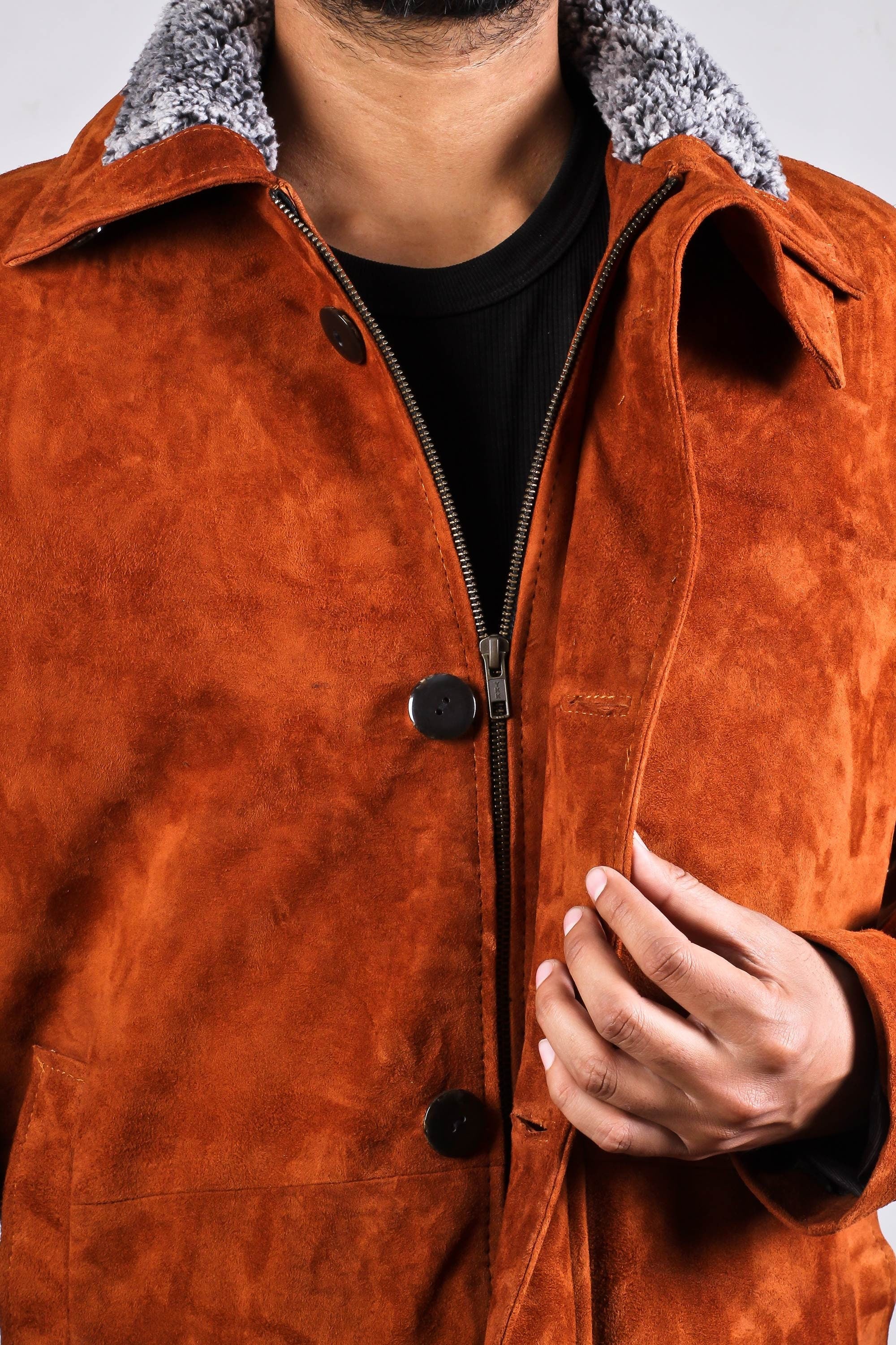 Handmade Men Suede Leather Jacket For Men