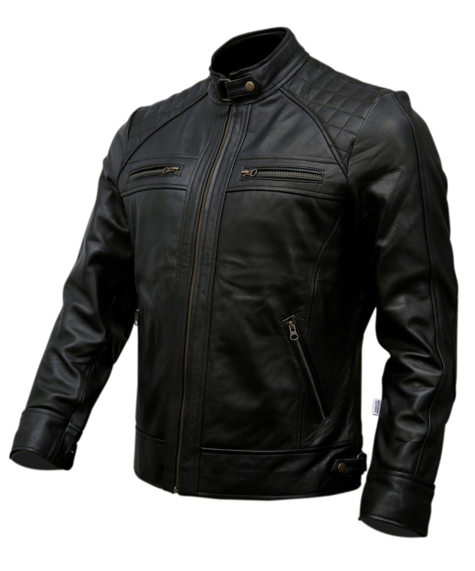 Cafe Racer Black  Leather Jacket Motorcycle Jacket