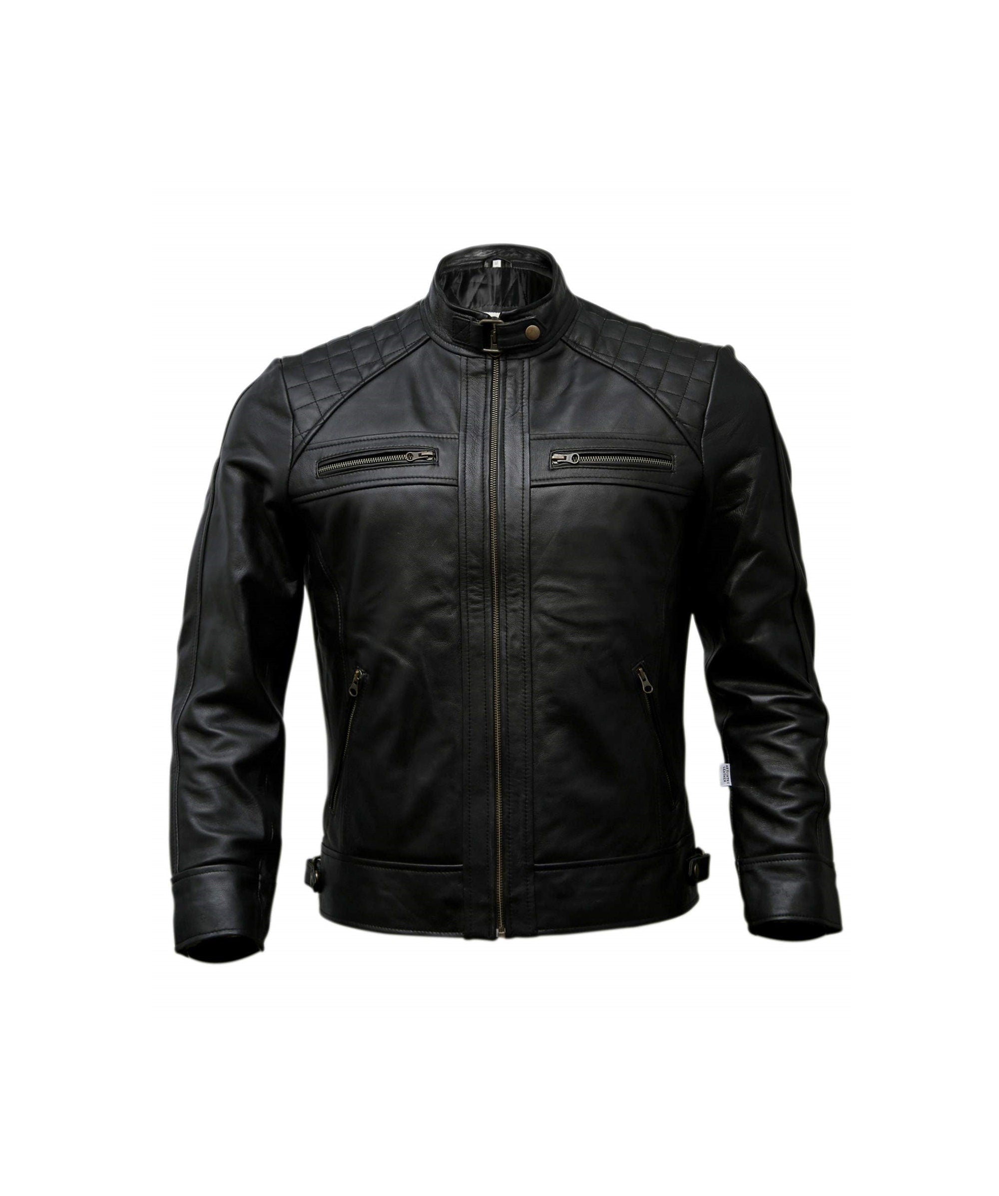 Cafe Racer Black  Leather Jacket Motorcycle Jacket