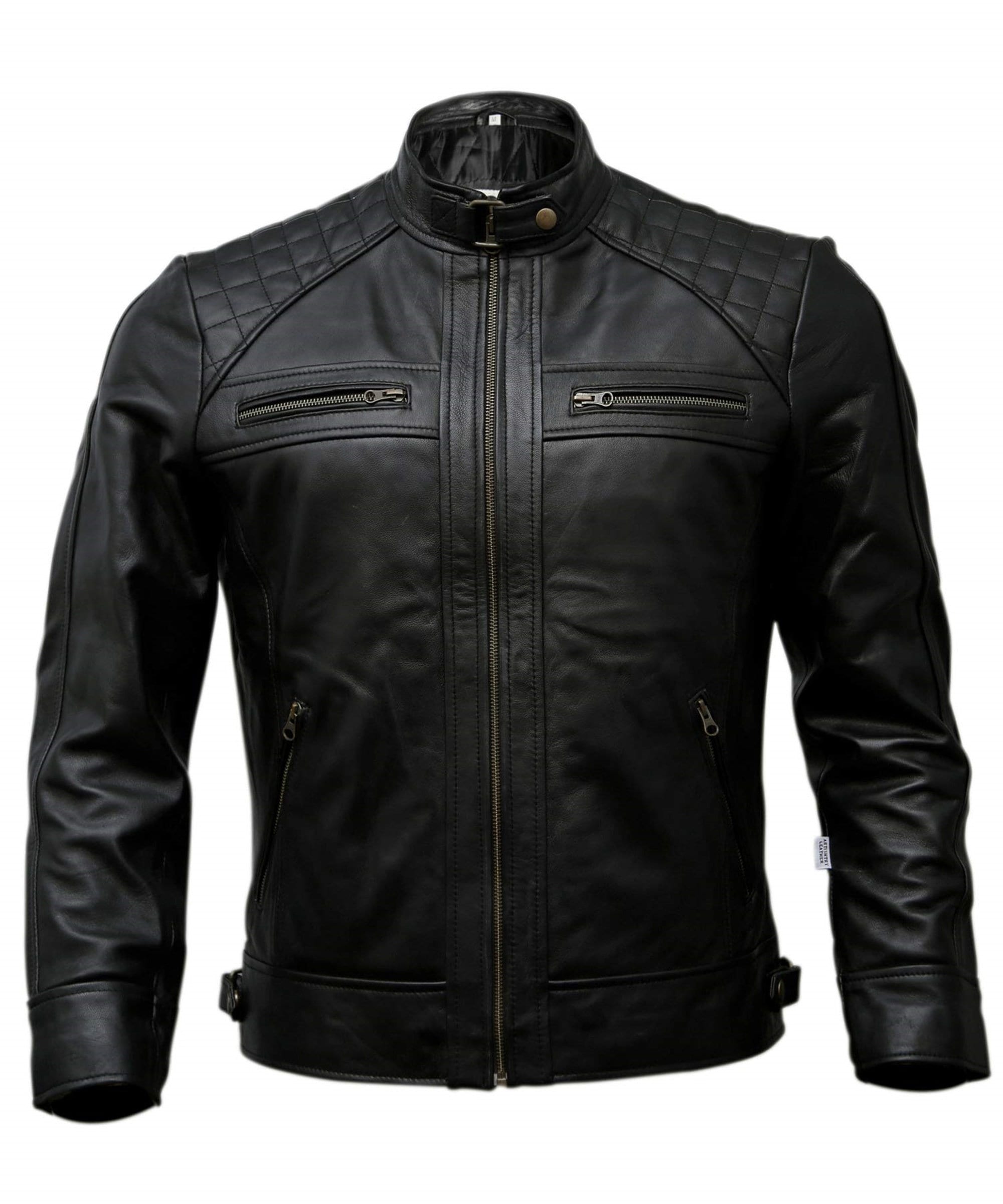 Cafe Racer Black  Leather Jacket Motorcycle Jacket