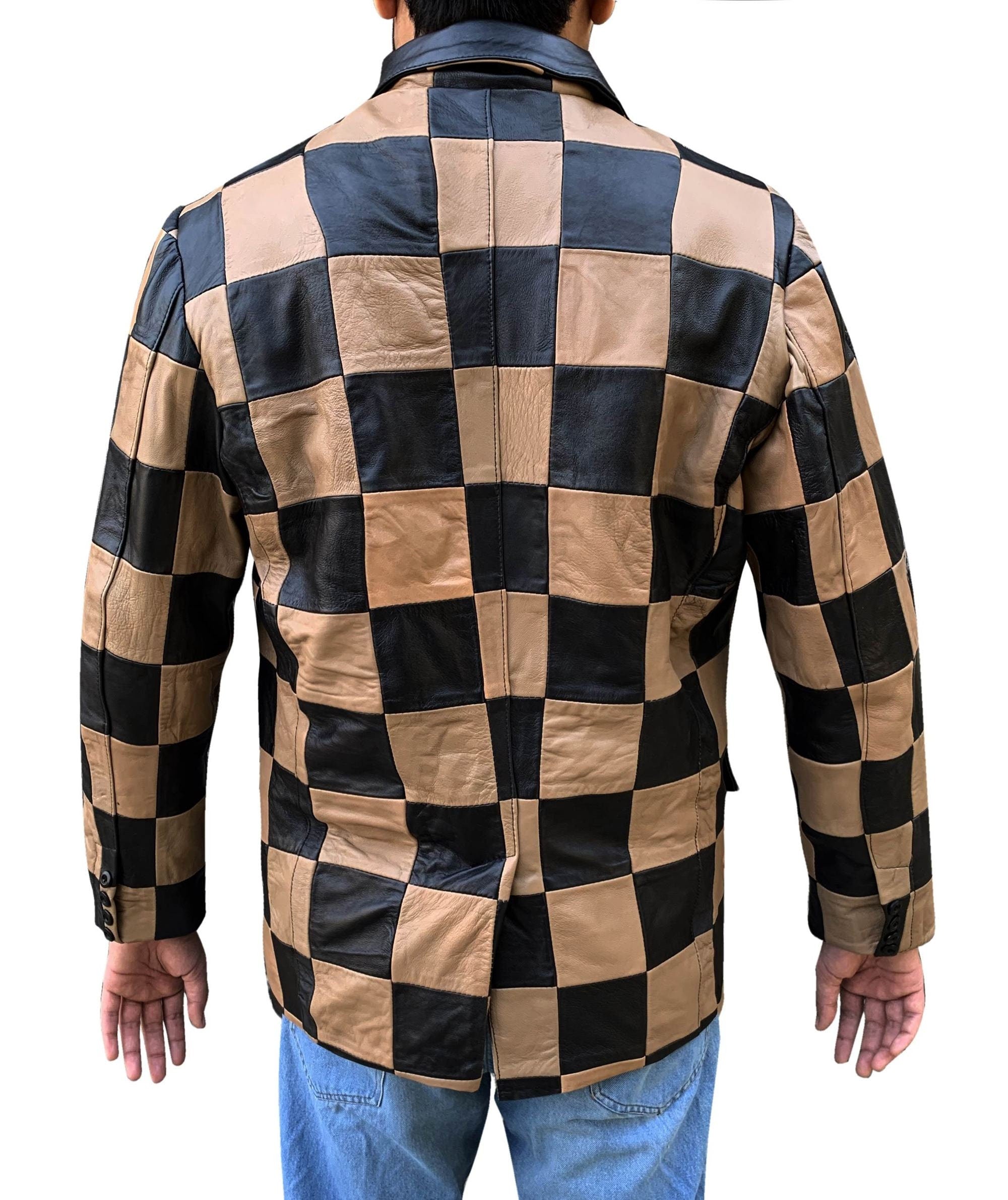 Handmade Leather Men Chase Pattern Blazer Coat