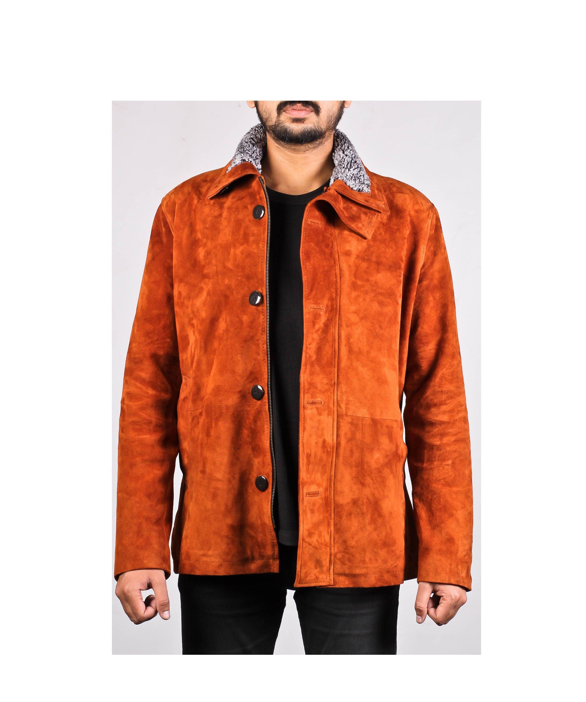 Handmade Men Suede Leather Jacket For Men