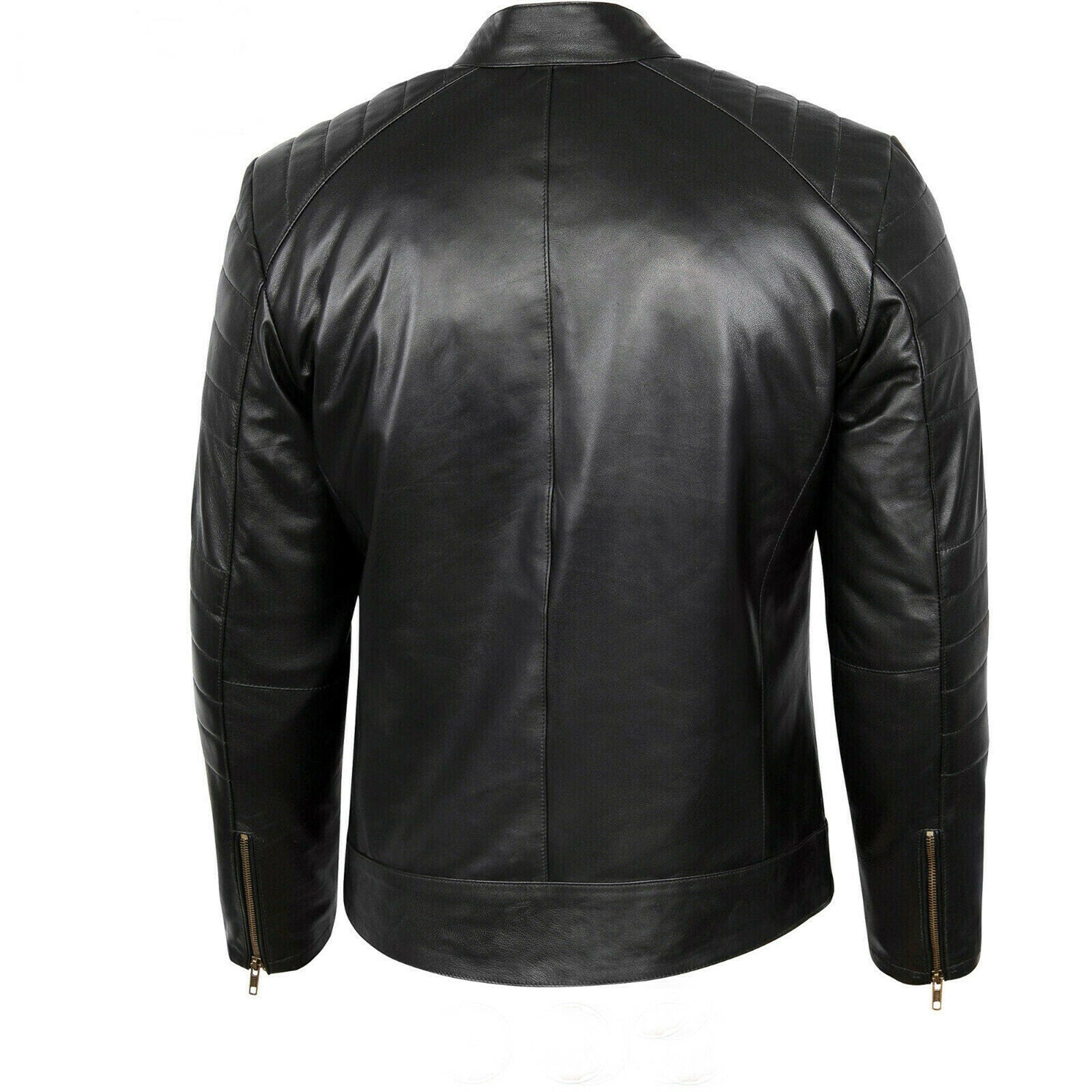 Mens  Cafe Racer  Black Slim Fit Biker Jacket