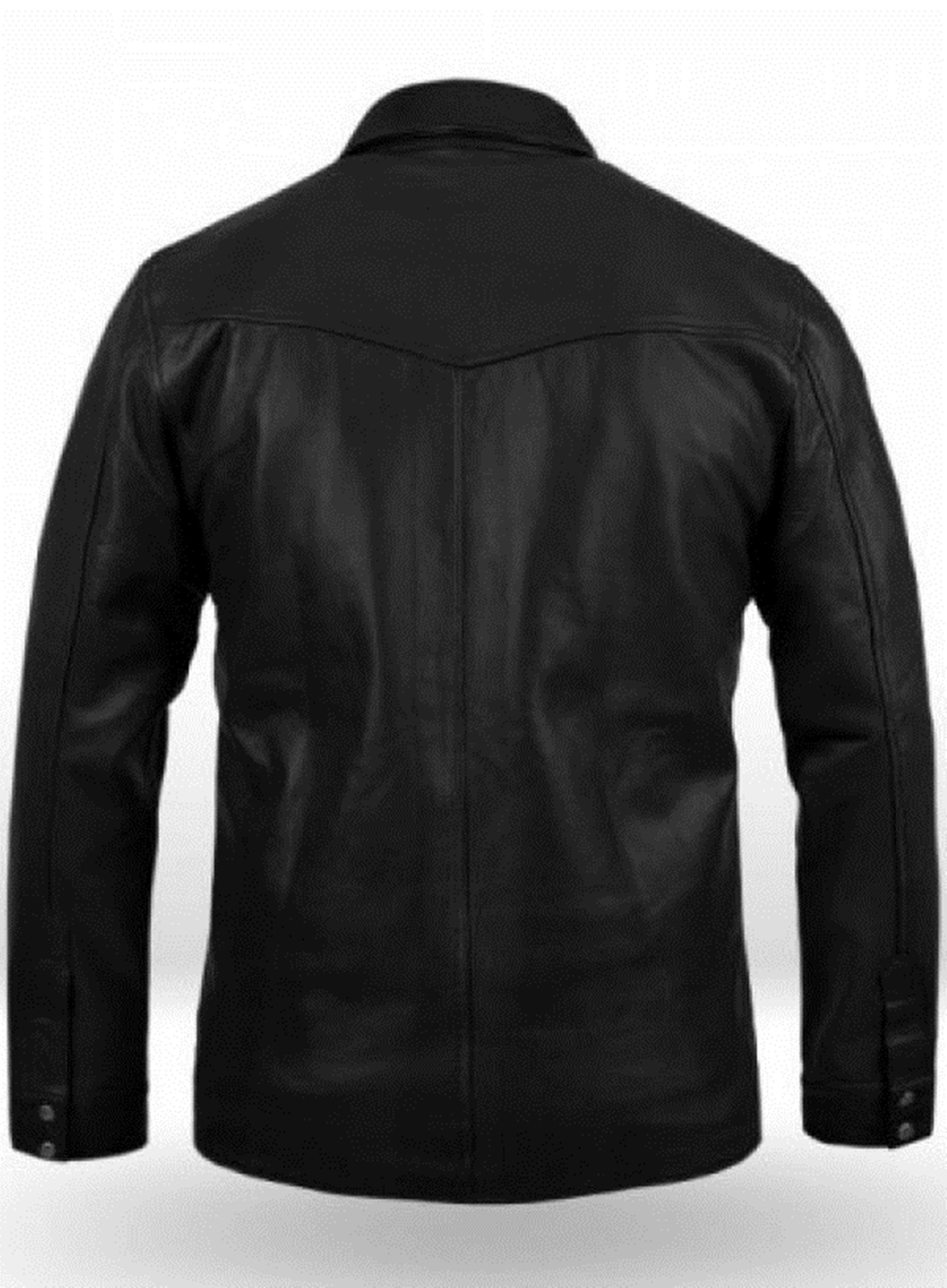 Mens Black Leather Full Sleeves Shirt